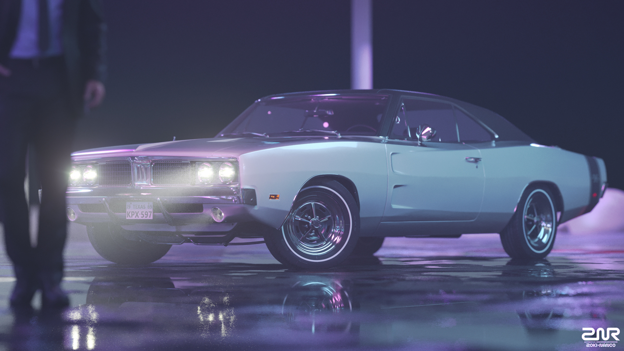 Dodge Charger 1968 ночью