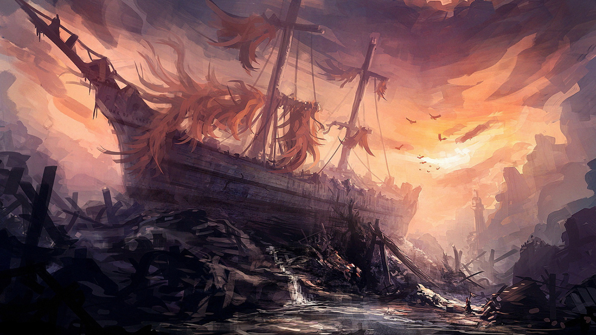Разрушенный пиратский корабль