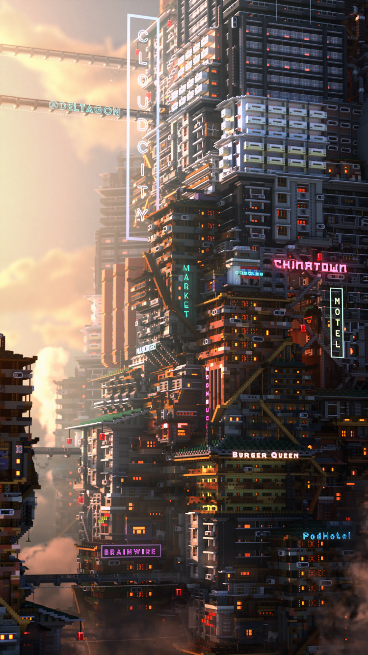 Minecraft cyberpunk skyscraper фото 5