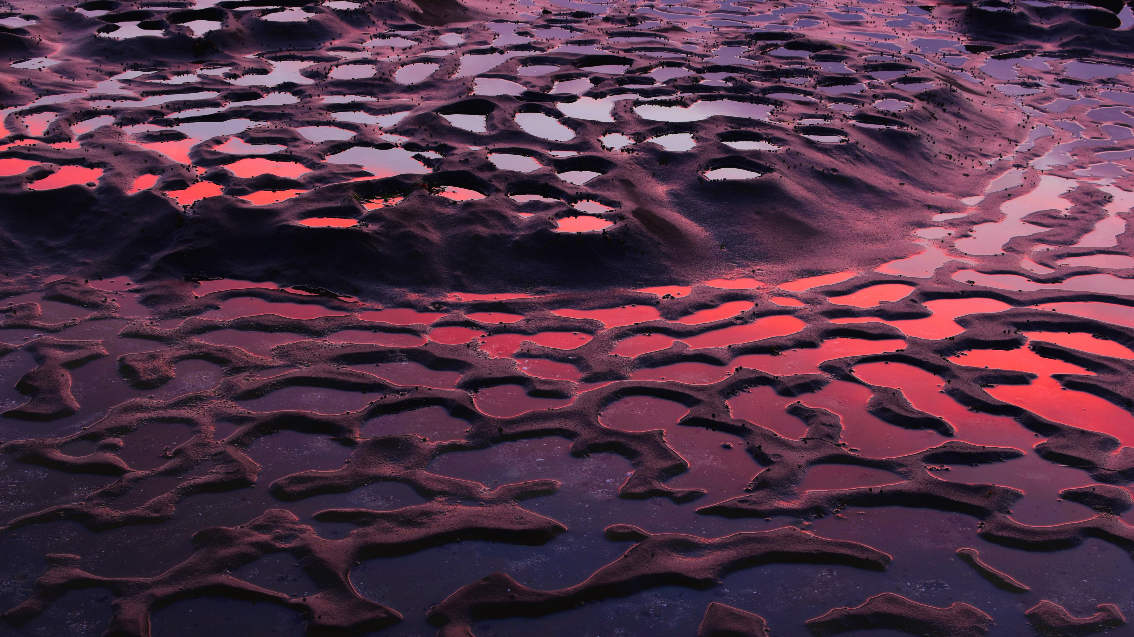 640x360 pixels. Обои на телефон вода. Лужа. Фиолетовая вода. Эстетика