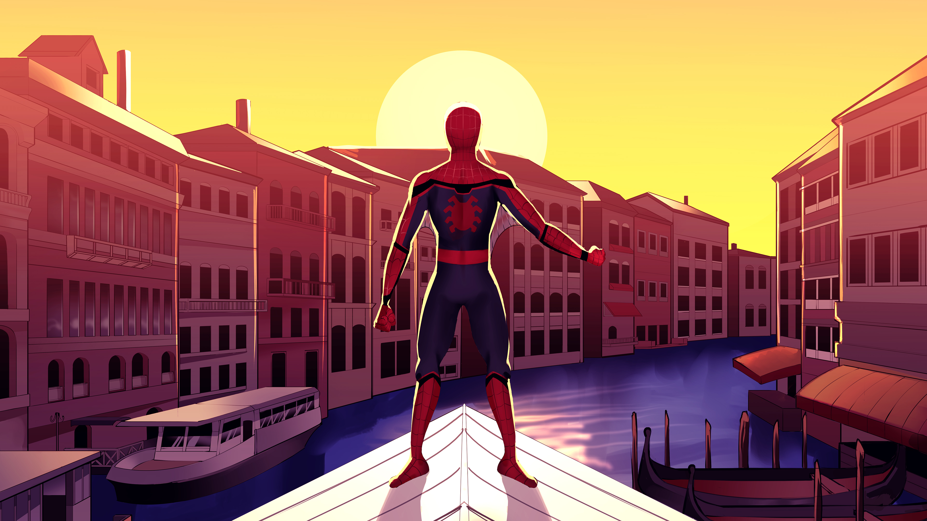 Человек паук на фоне города арт