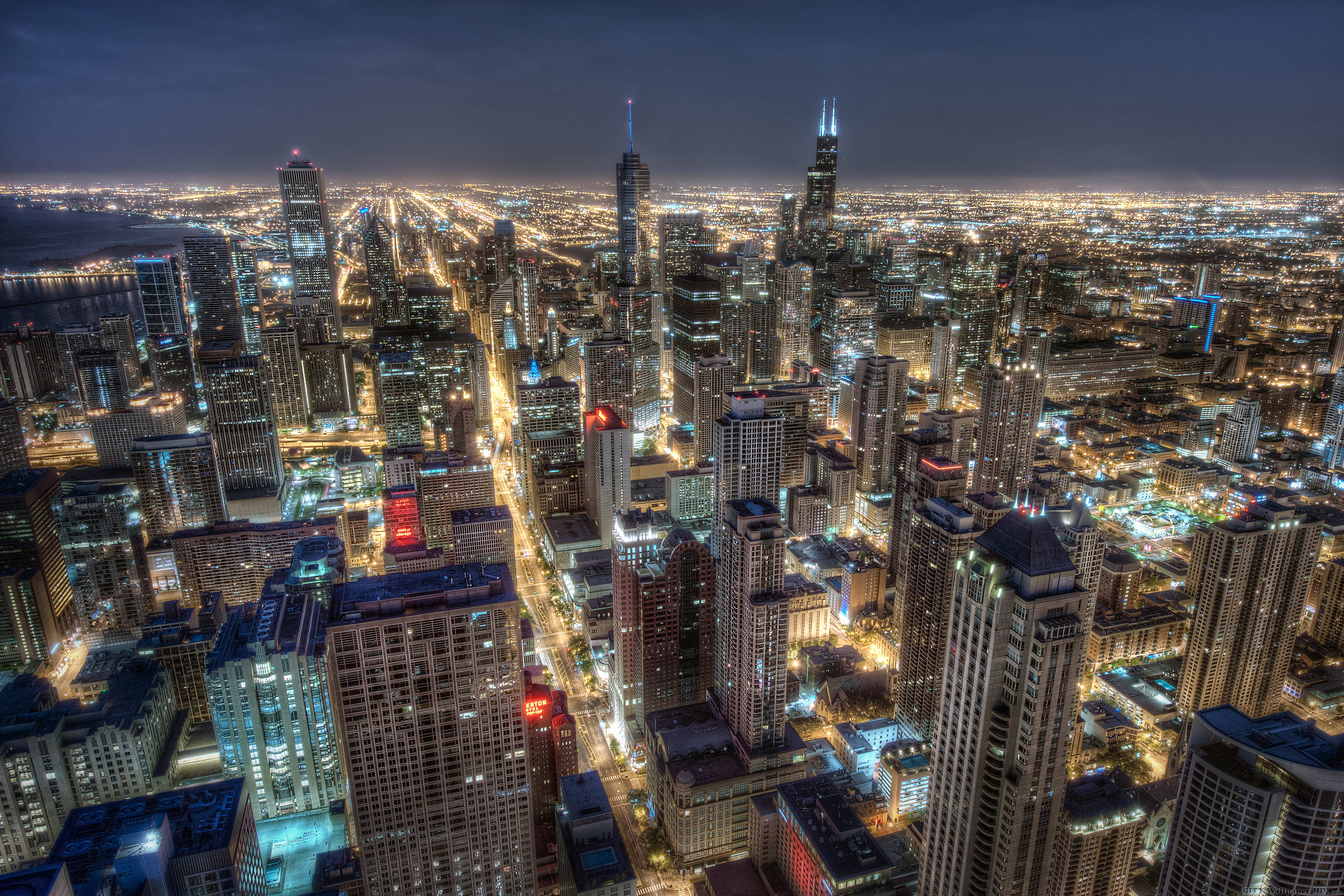 Full town. Чикаго Иллинойс 1920 1080. Чикаго (Иллинойс) ночью. Ночной Чикаго 8к. Огромный город.