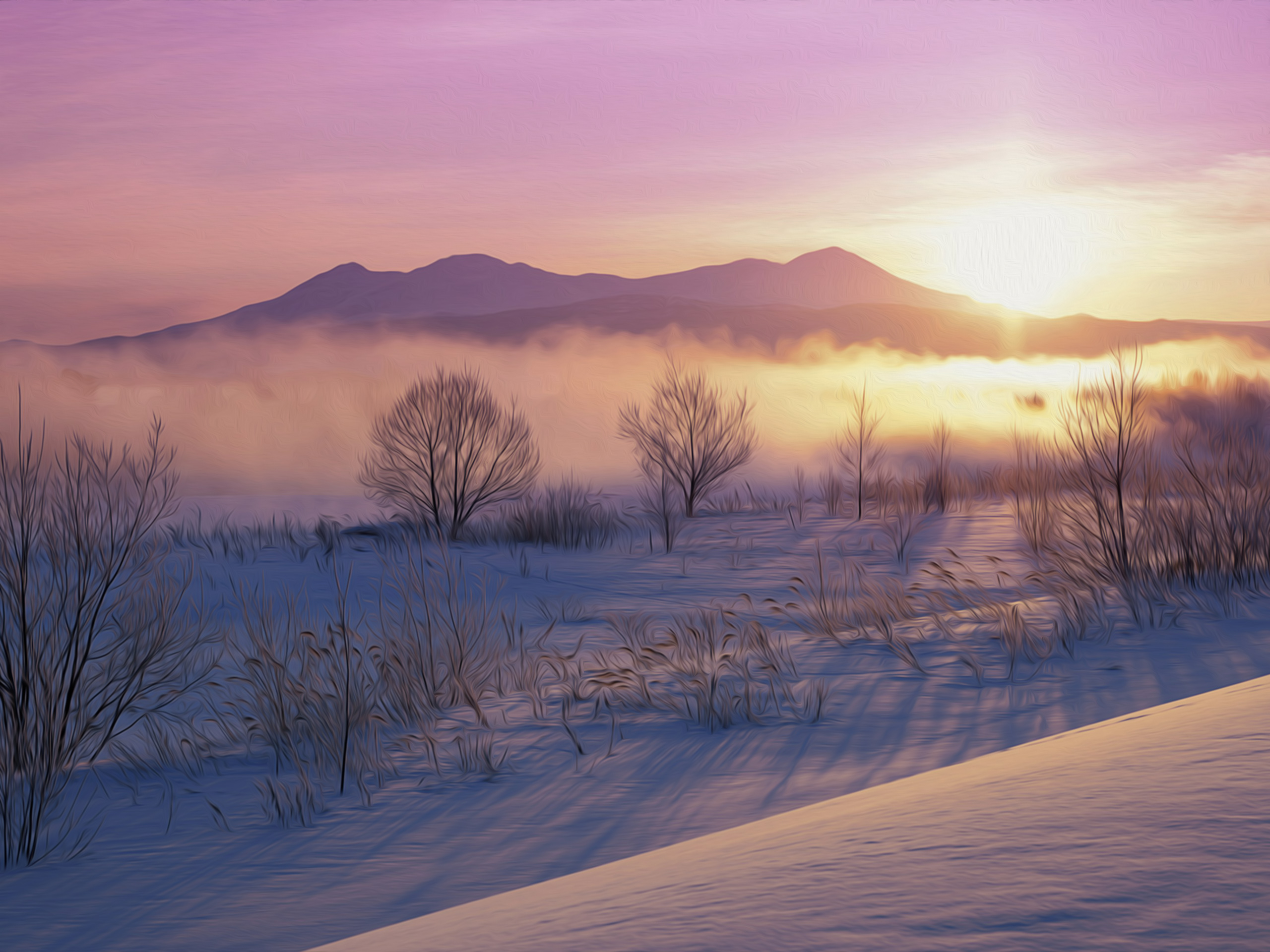 Snowy morning. Зимний рассвет. Зимнее небо. Февральский рассвет. Зимнее утро.