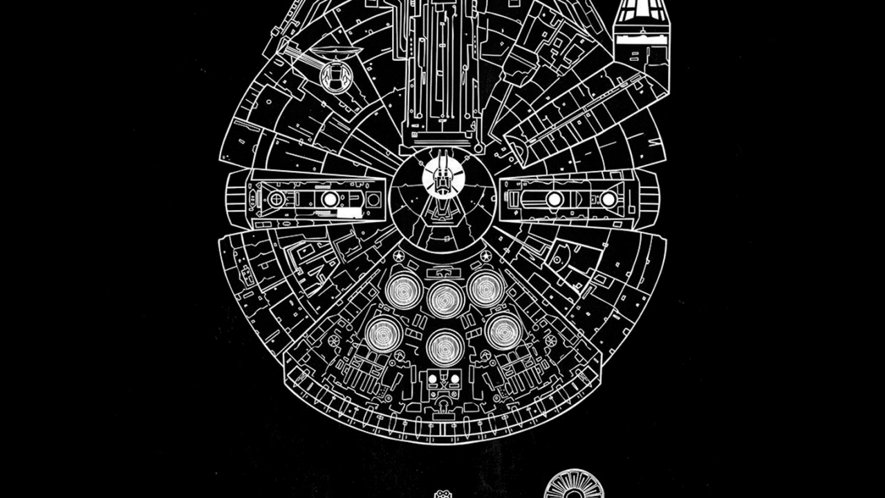 Обои звездные войны, амолед, OLED, Дарт Вейдер, тысячелетний Сокол в разрешении 1280x720