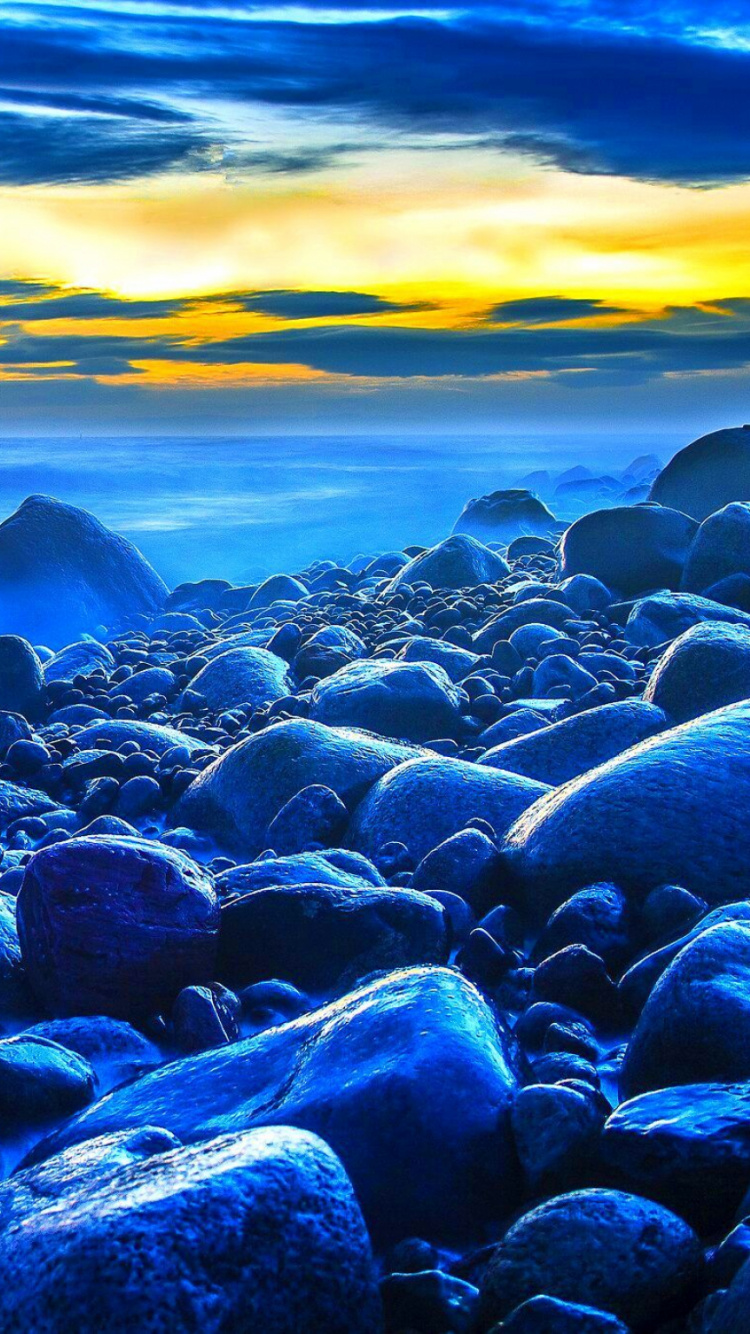 Обои море, пляж, закат, океан, вода в разрешении 750x1334