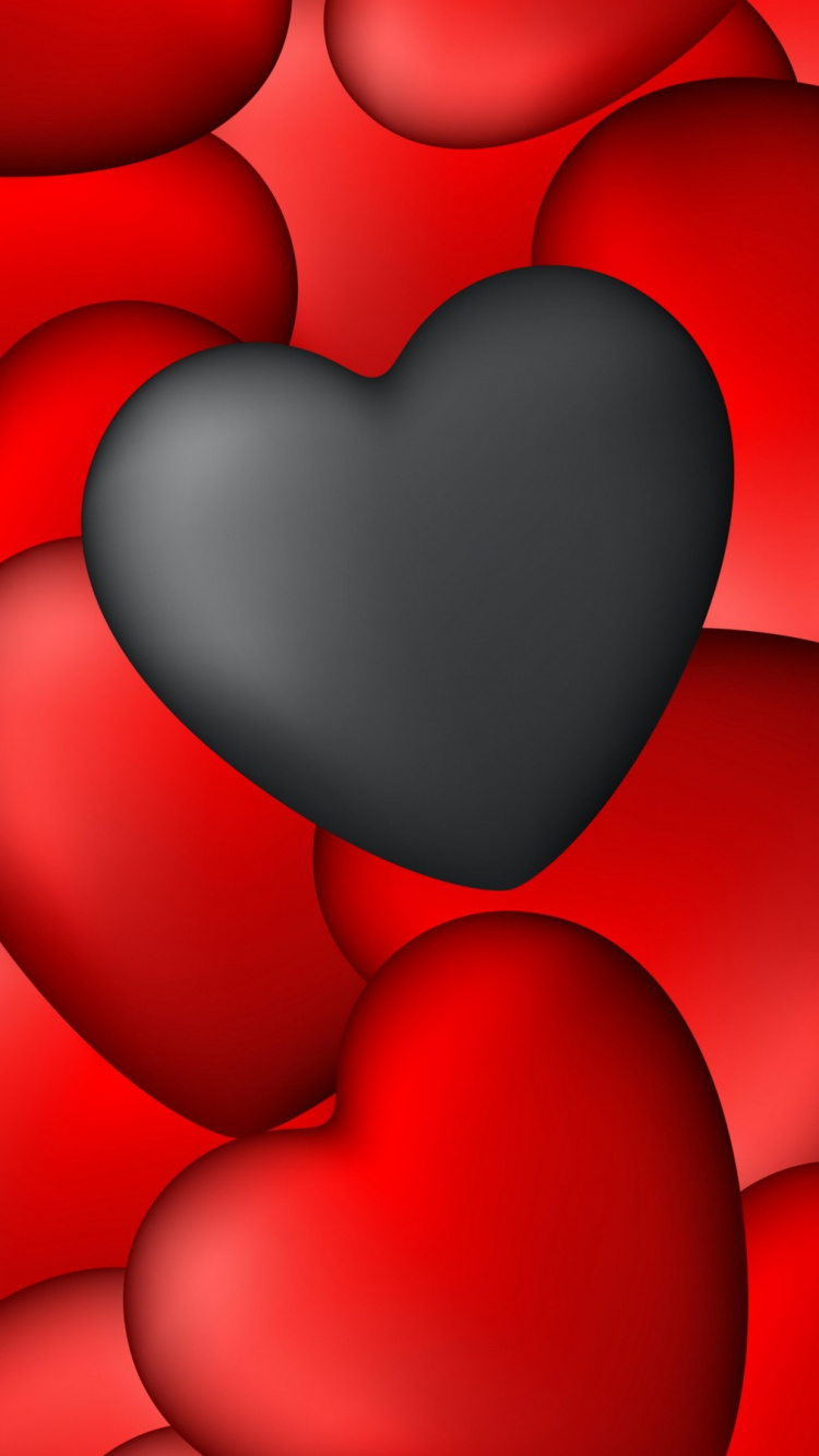Обои сердце, красный цвет, День Святого Валентина, любовь, лепесток в разрешении 750x1334