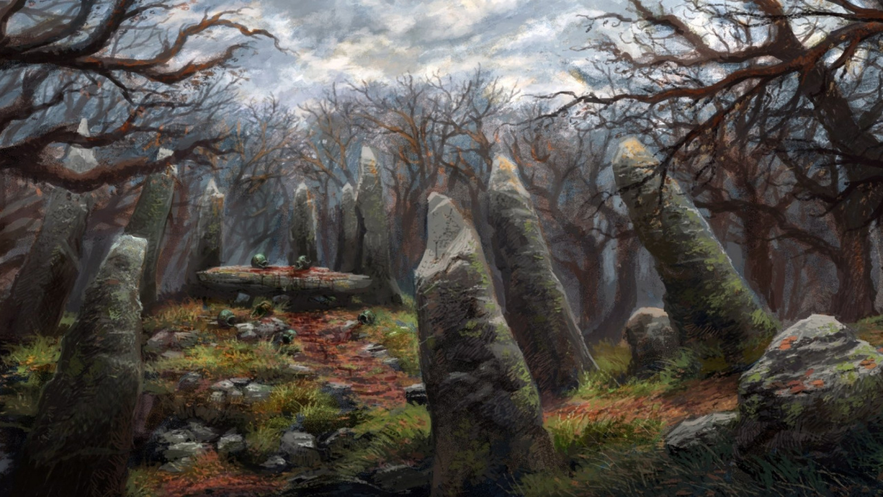 Обои арт, фэнтези, живопись, пейзаж, дерево в разрешении 1280x720