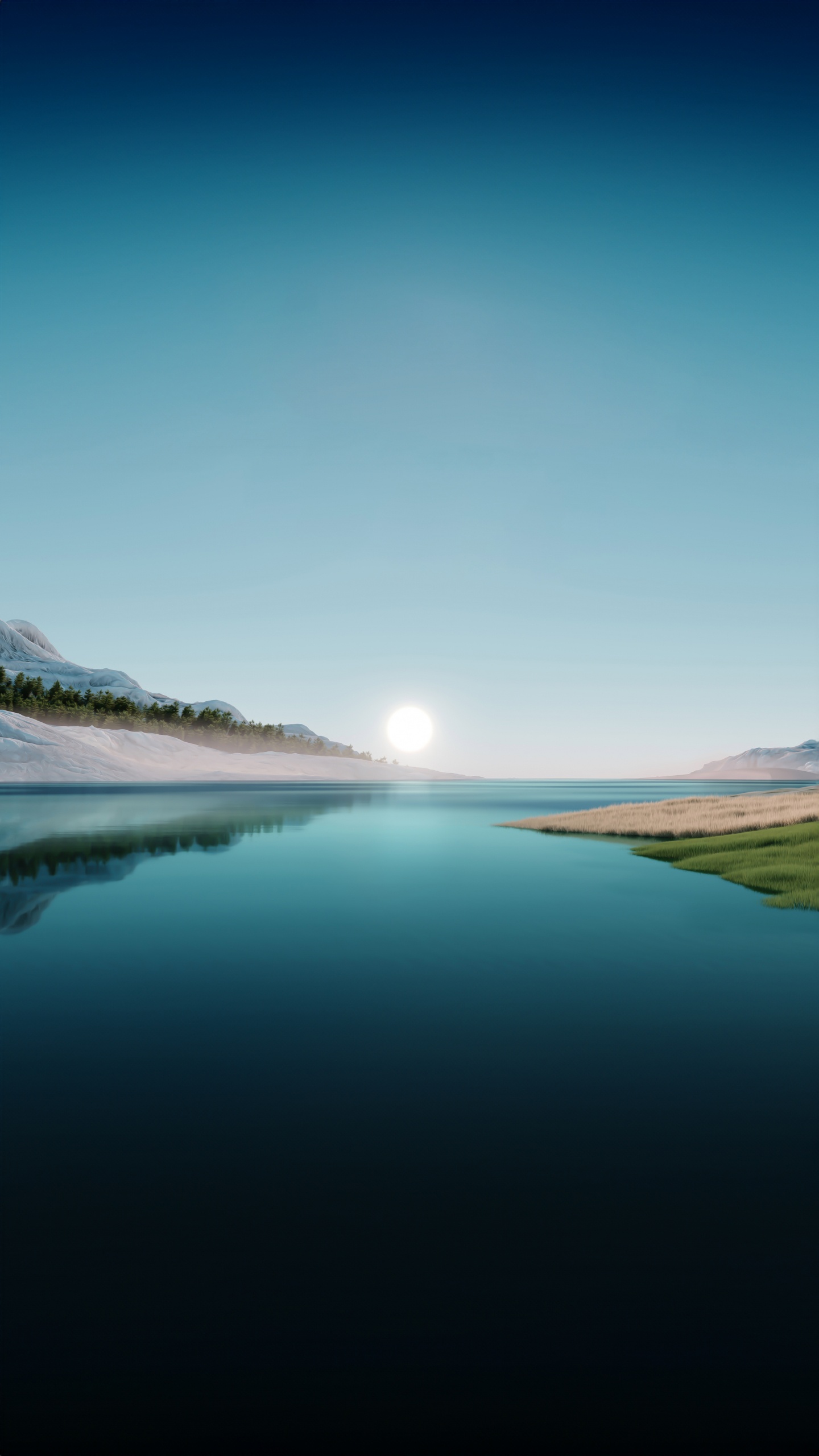 Обои вода, гидроресурсы, природный ландшафт, сумрак, озеро в разрешении 1440x2560