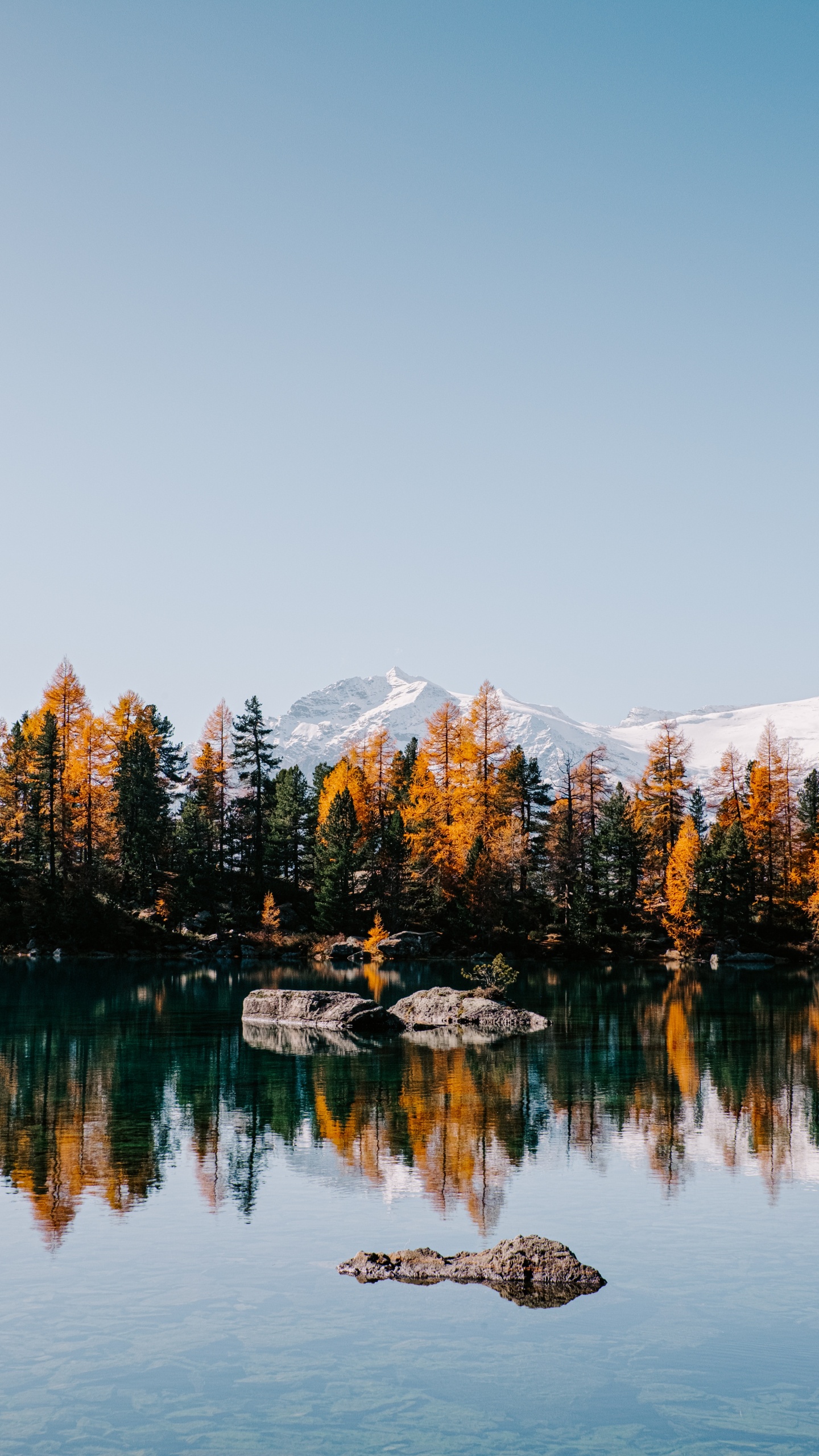 Обои озеро, отражение, природный ландшафт, природа, вода в разрешении 1440x2560