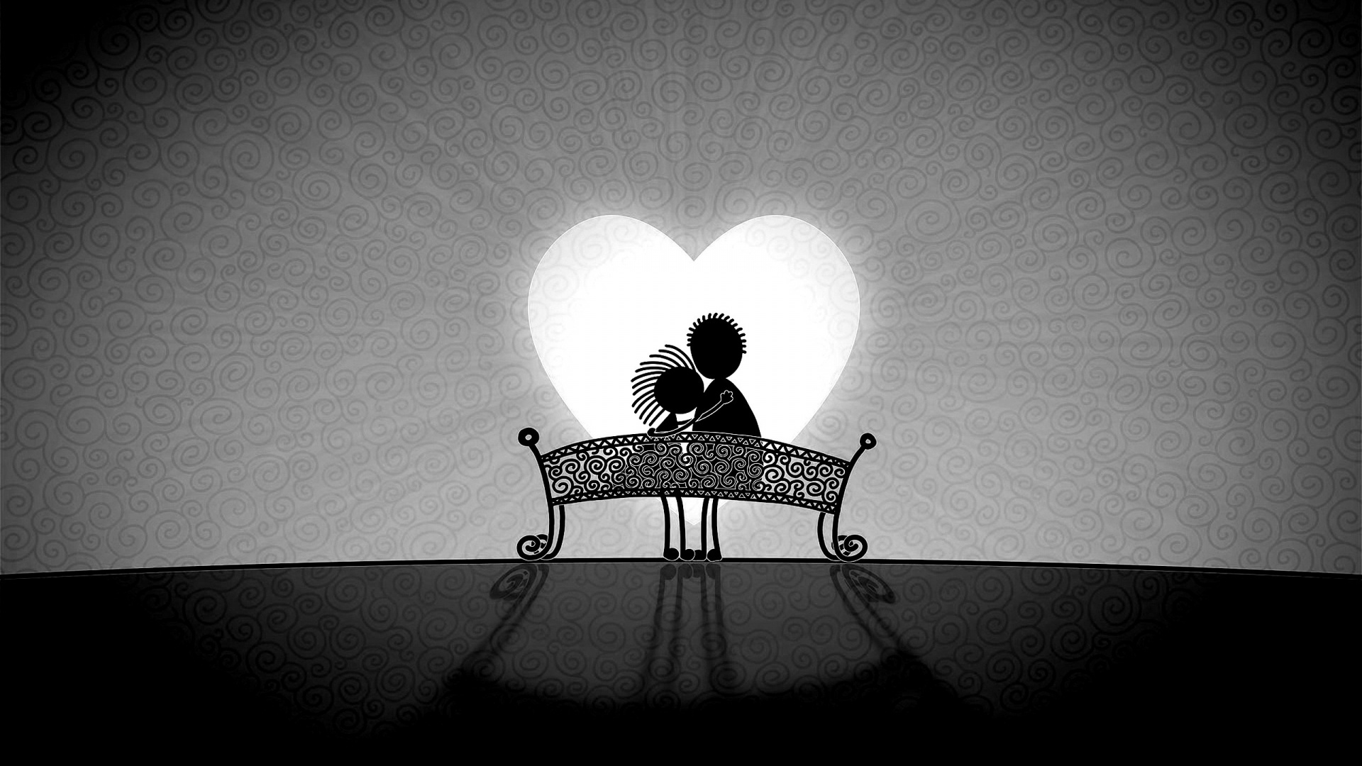 Обои черный, свет, монохромный, темнота, пара в разрешении 1920x1080