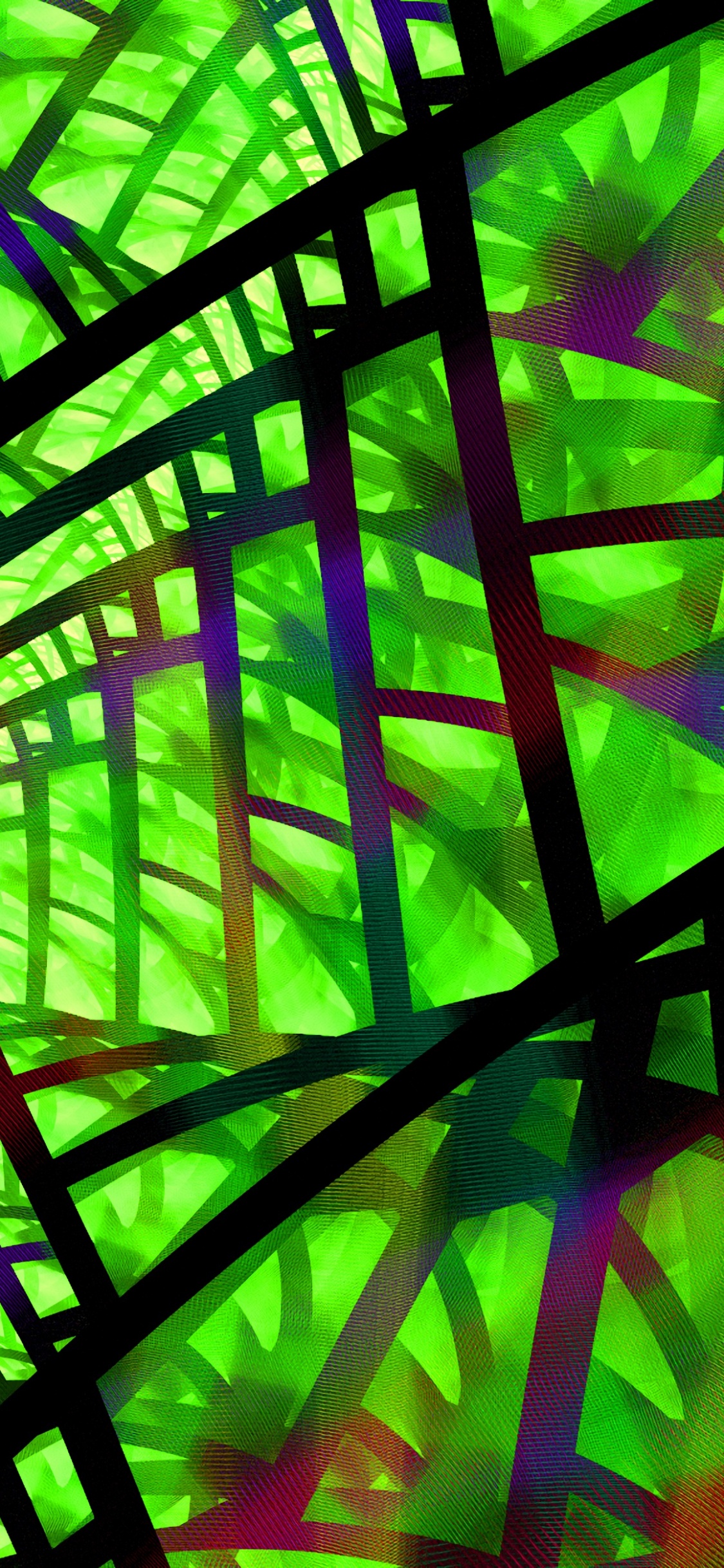 Обои психоделическое искусство, зеленый, узор, симметрия, психоделия в разрешении 1125x2436