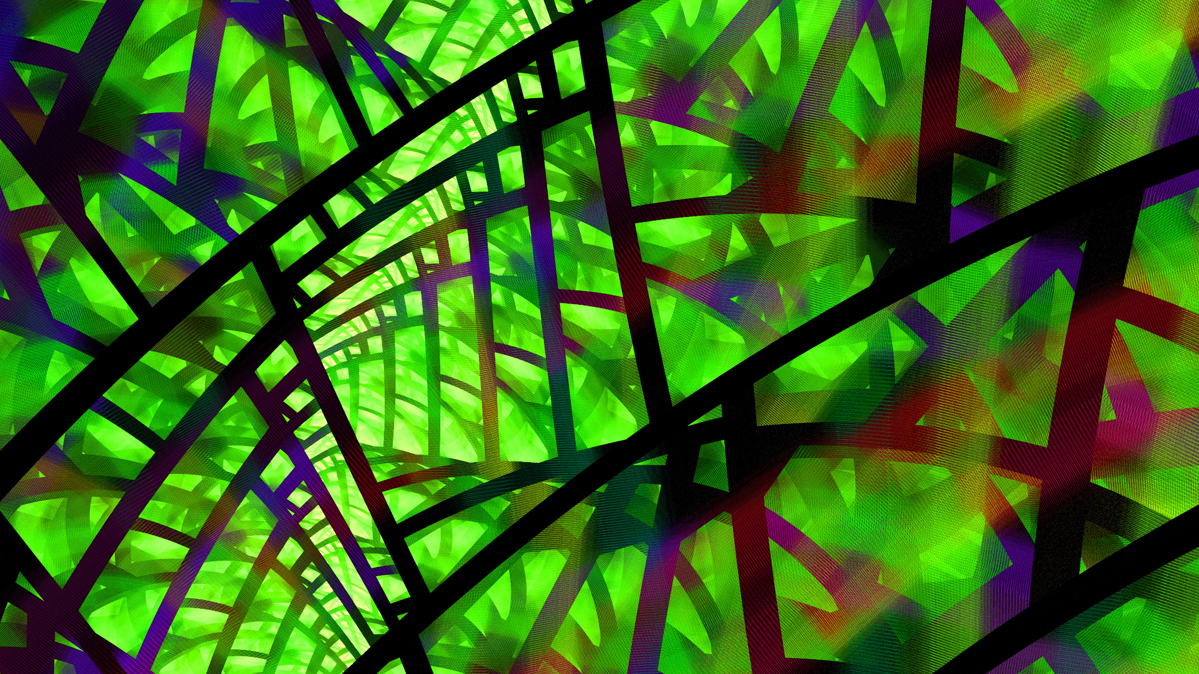 Обои психоделическое искусство, зеленый, узор, симметрия, психоделия в разрешении 3840x2160