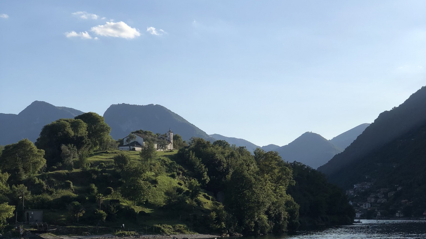 Обои Обермаубах, водоем, горный рельеф, природа, растительность в разрешении 1366x768