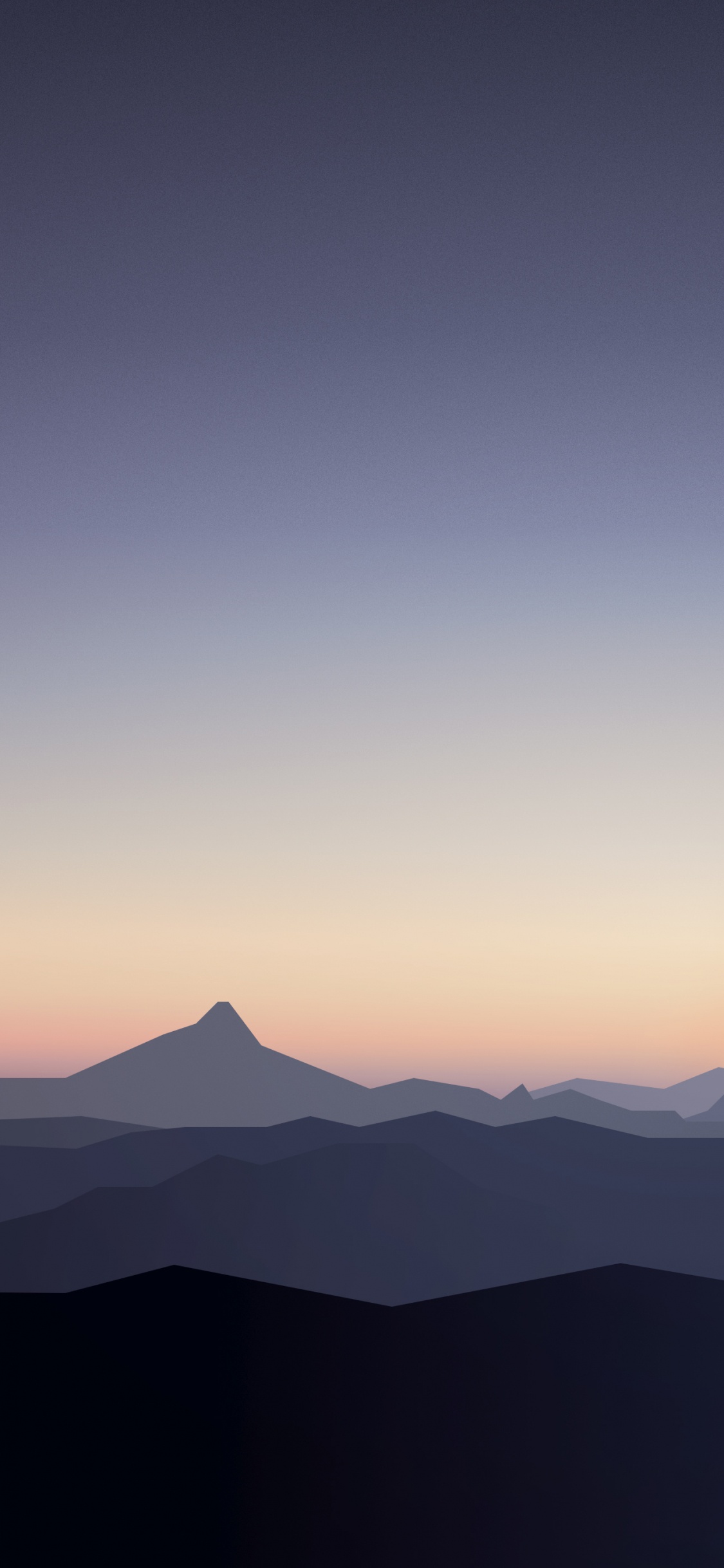 Обои гора, горизонт, горный хребет, послесвечение, восход солнца в разрешении 1125x2436