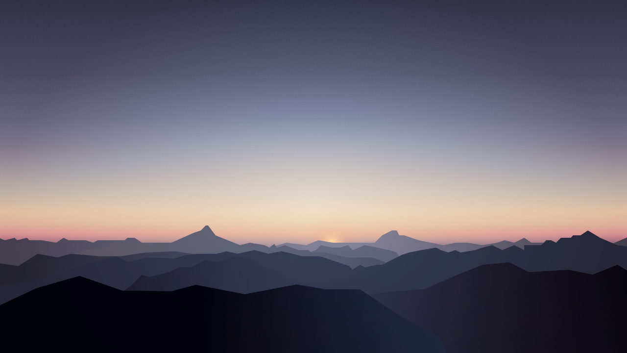 Обои гора, горизонт, горный хребет, послесвечение, восход солнца в разрешении 1280x720