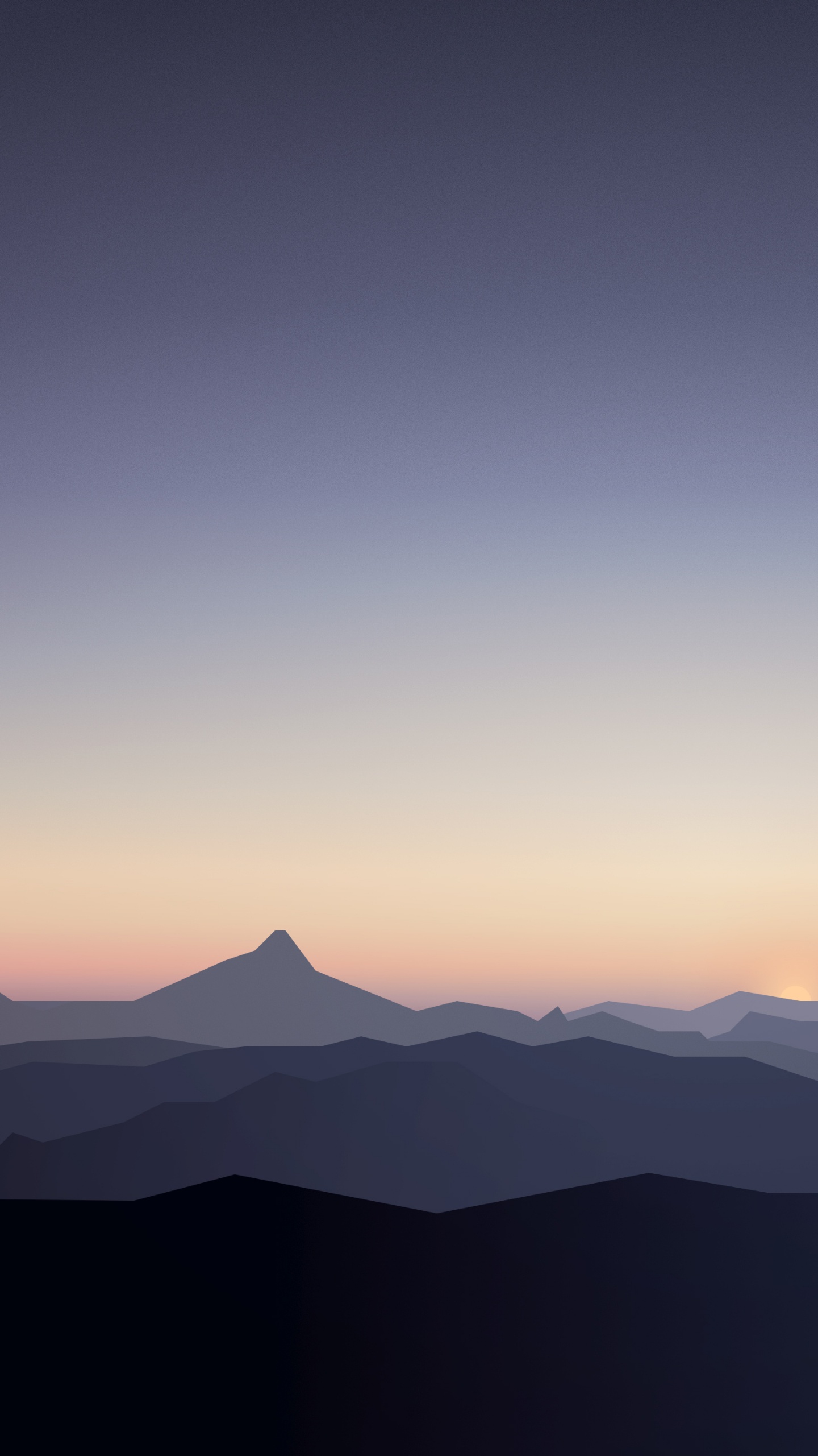 Обои гора, горизонт, горный хребет, послесвечение, восход солнца в разрешении 1440x2560