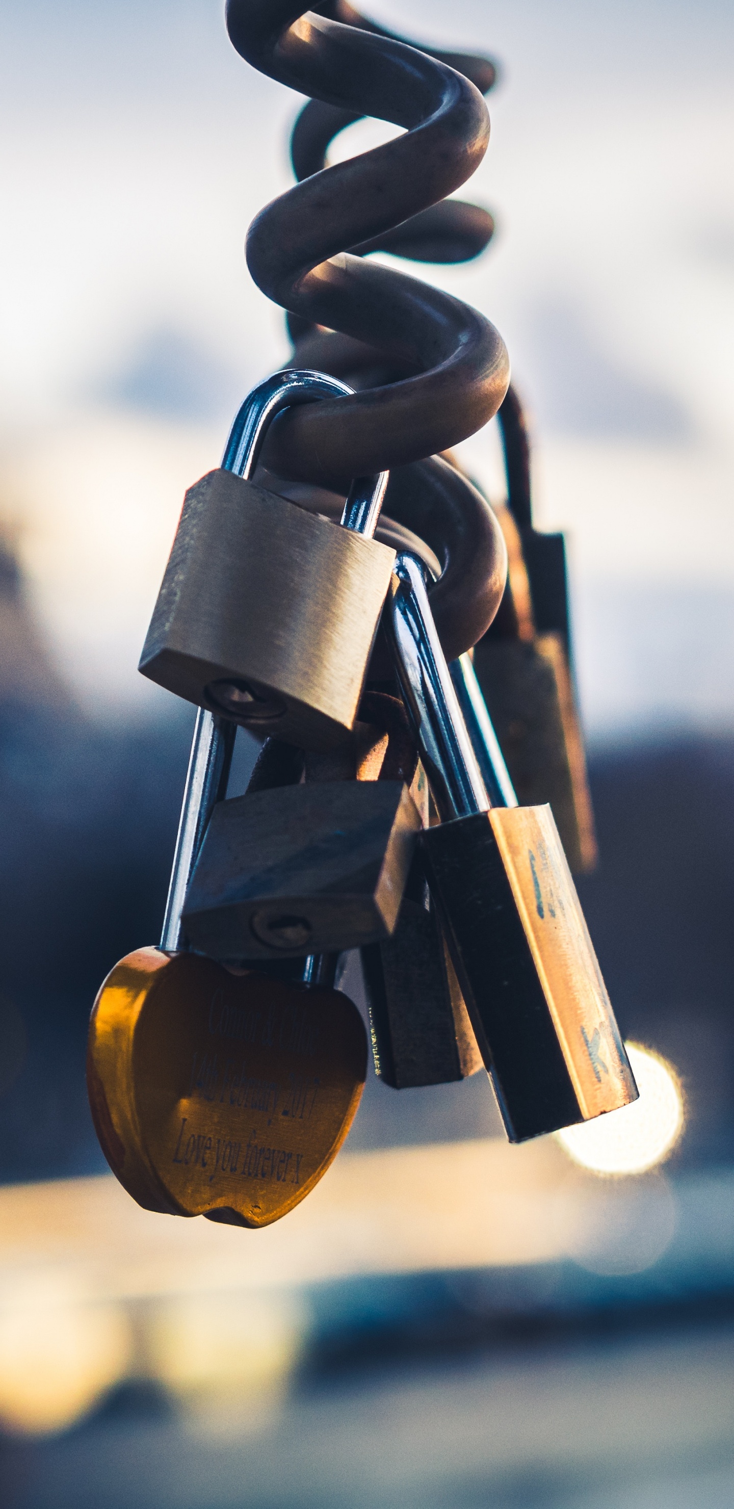 Обои вода, отражение, зима, уличный фонарь, баланс в разрешении 1440x2960