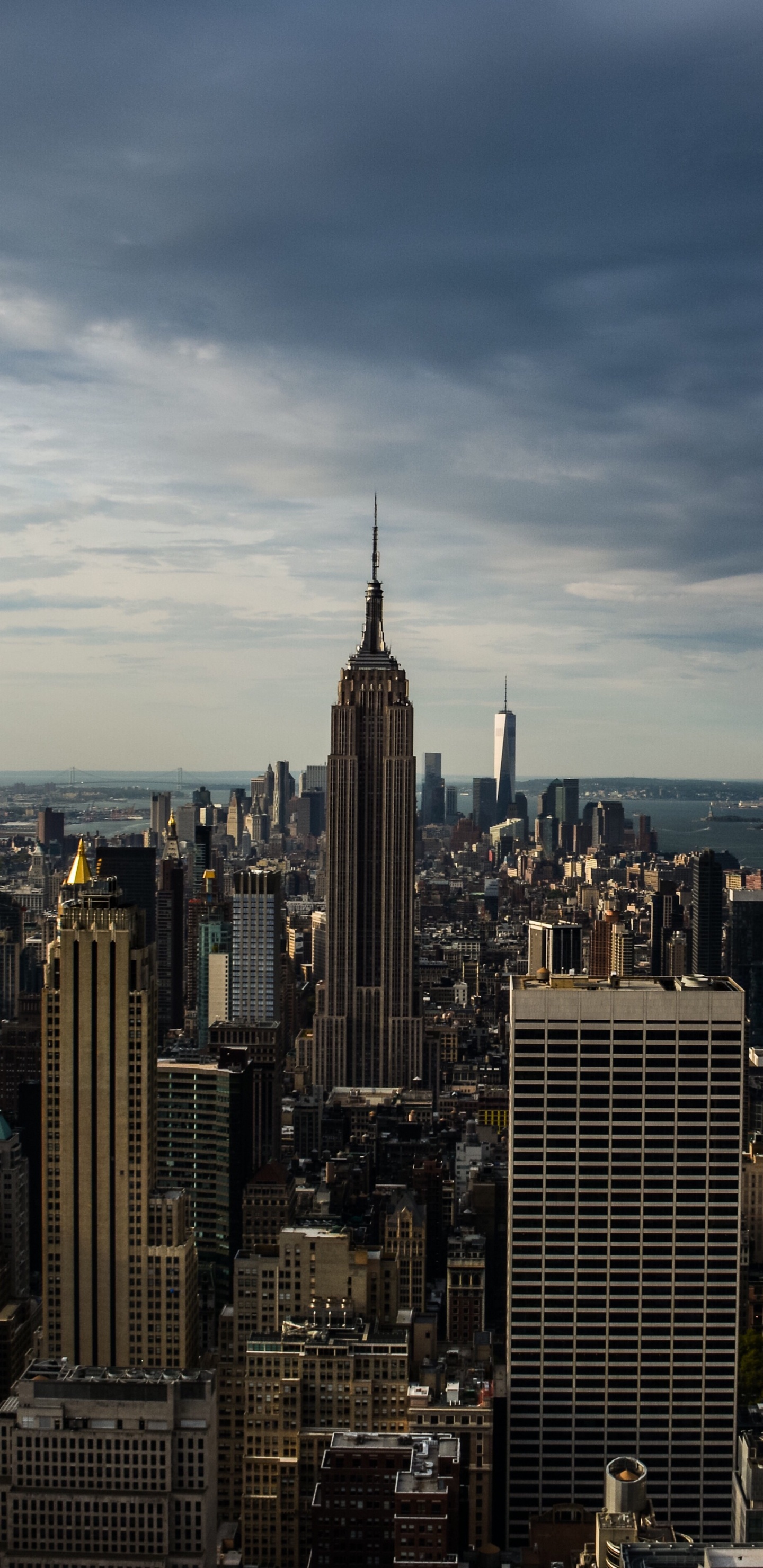 Обои Нью-Йорк, Эмпайр Стейт Билдинг, архитектура, небоскреб, городской пейзаж в разрешении 1440x2960