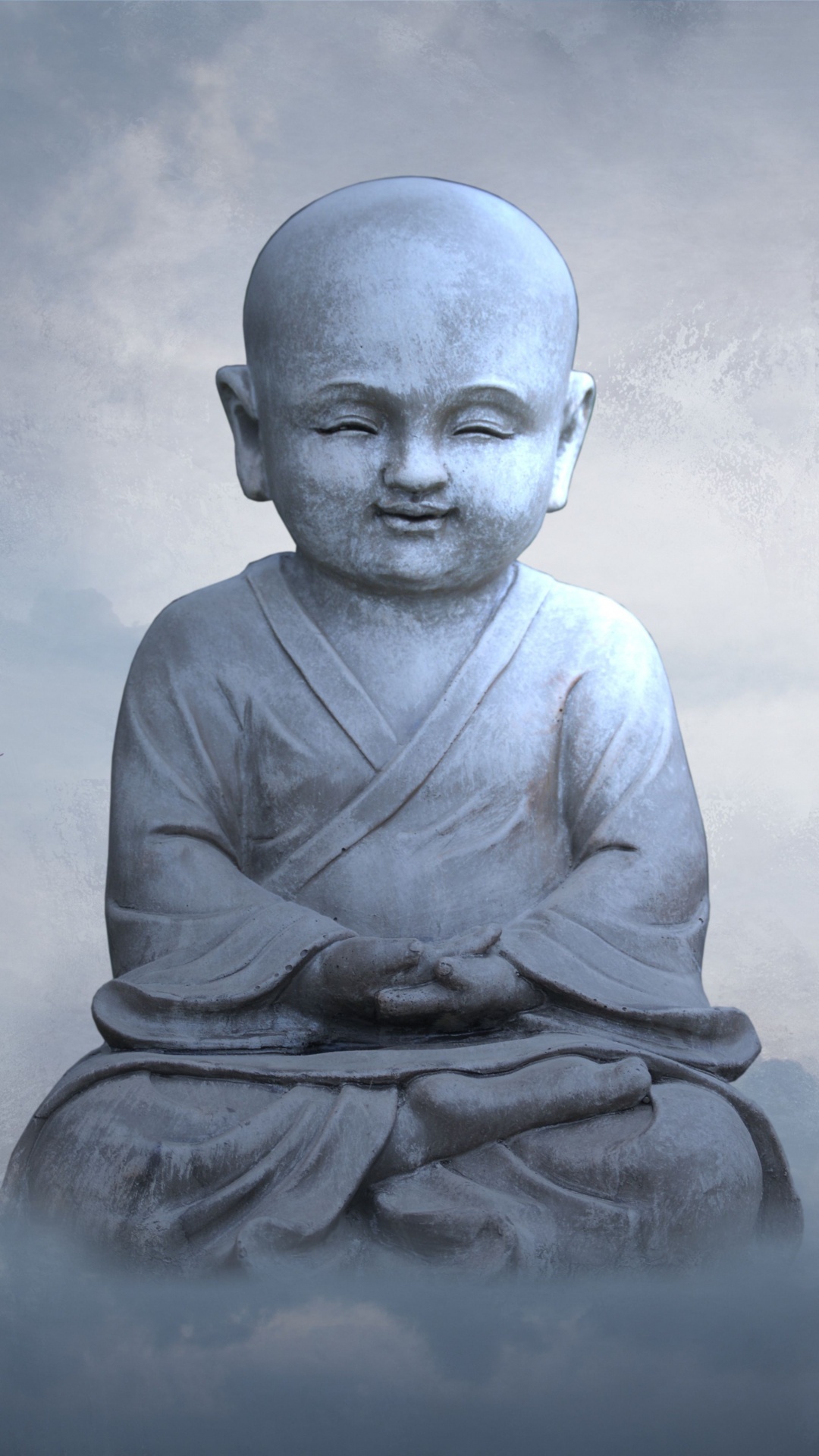 Обои сидящий, облако, медитация, статуя, скульптура в разрешении 1080x1920