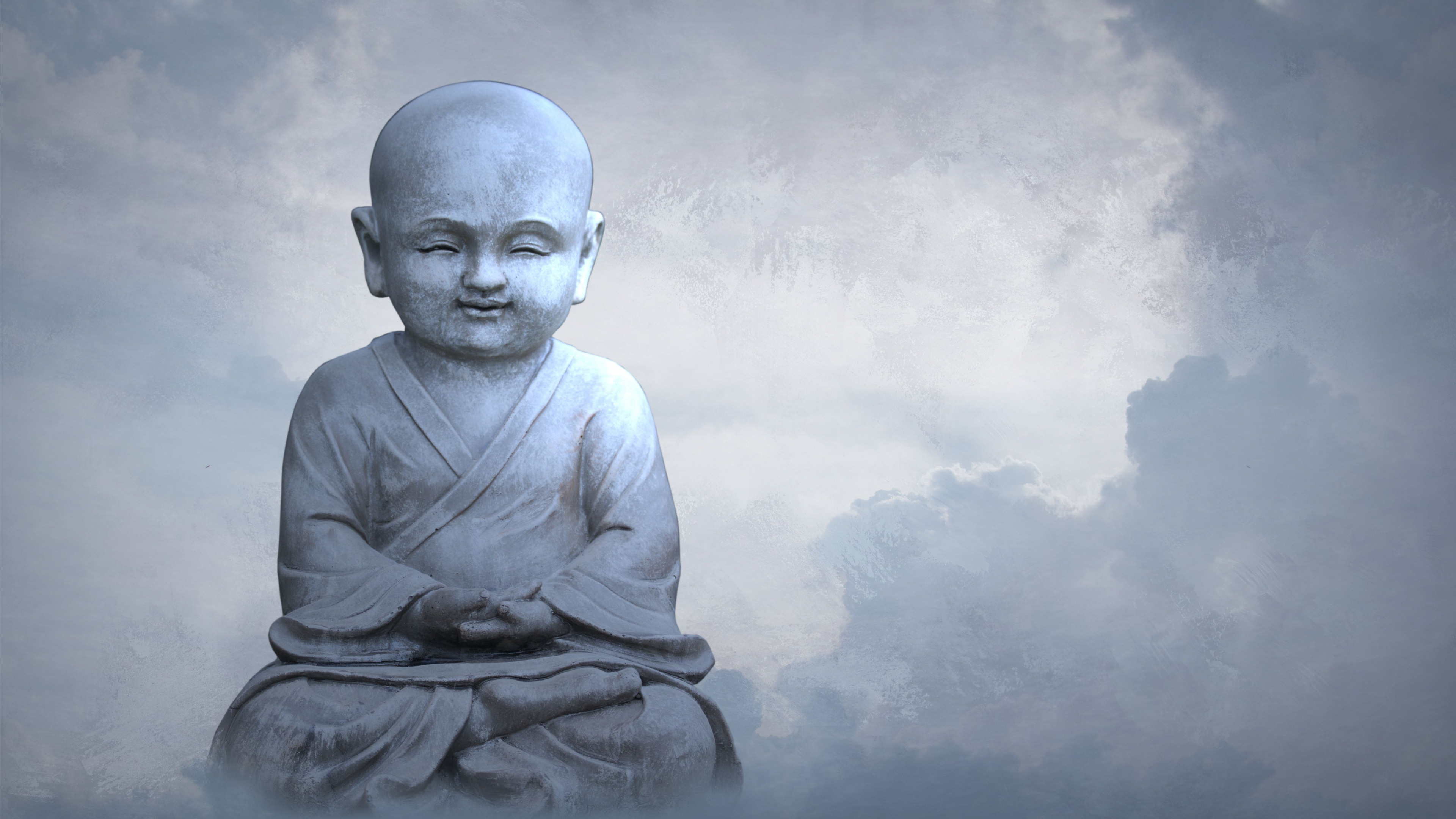 Обои сидящий, облако, медитация, статуя, скульптура в разрешении 3840x2160