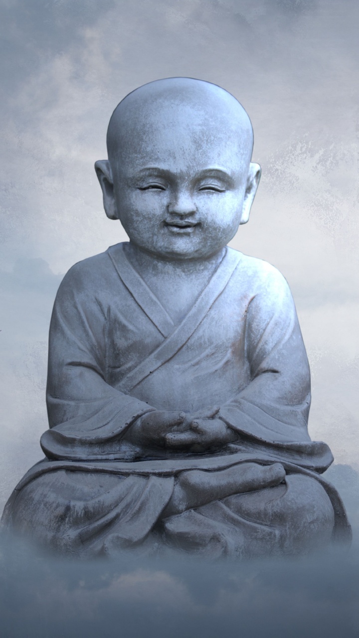Обои сидящий, облако, медитация, статуя, скульптура в разрешении 720x1280
