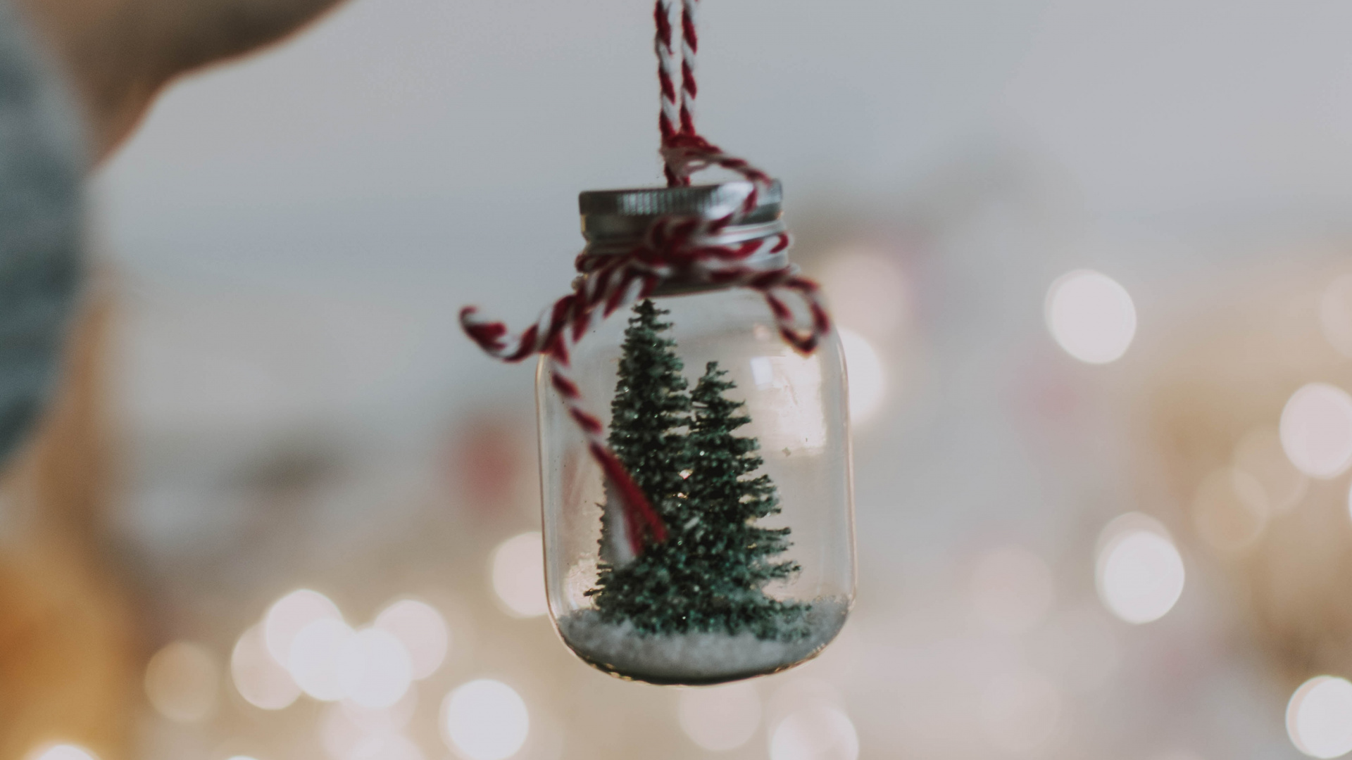 Обои дерево, рождественский орнамент, зеленый, освещение, Рождественские украшения в разрешении 1920x1080