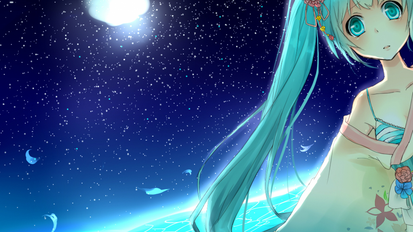 Обои космос, пространство, синий, грусть, голубое в разрешении 1366x768