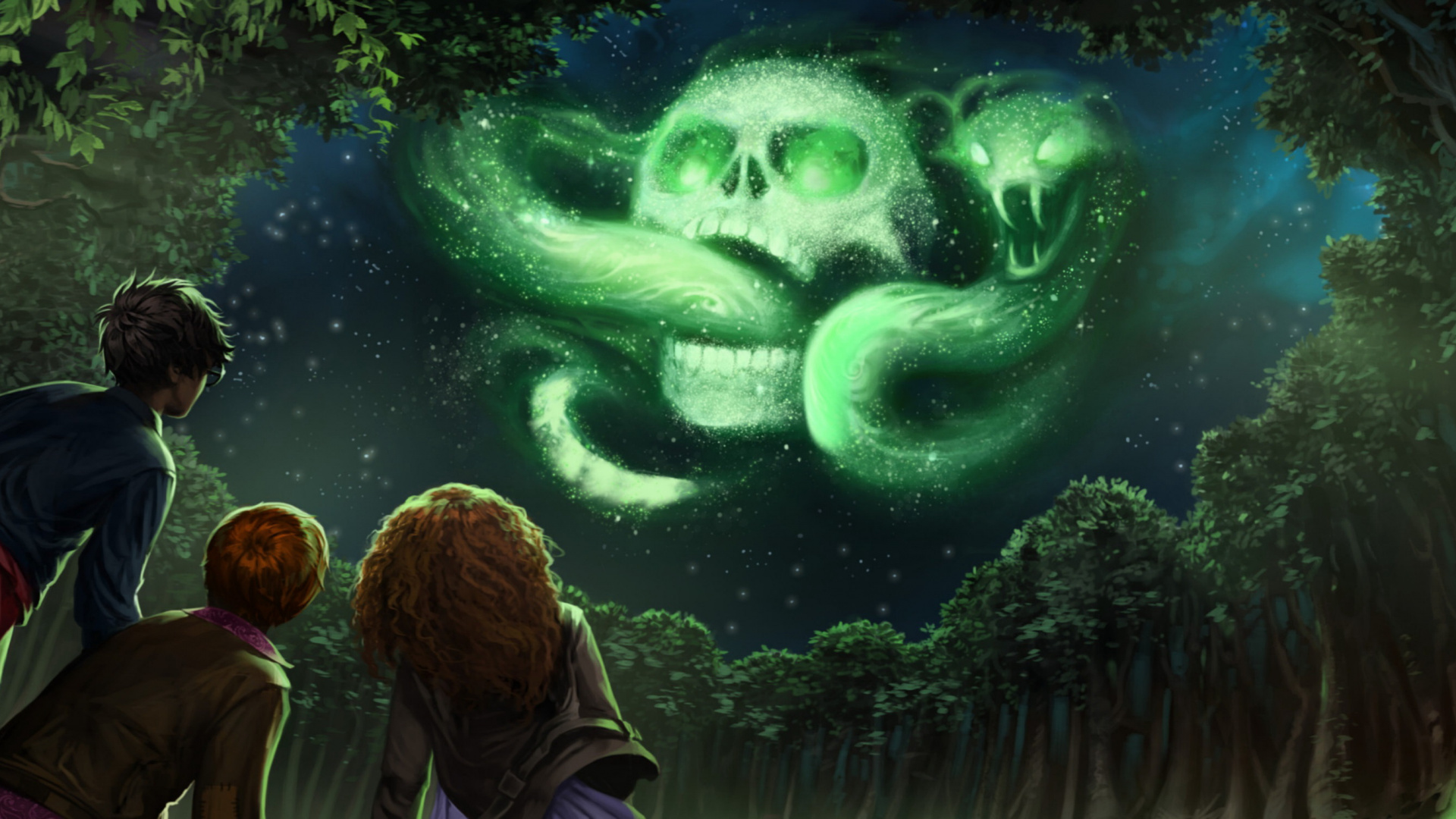 Обои Лорд Волдеморт, Профессор Северус Снейп, зеленый, земля, бокаловидные занимается огня в разрешении 1920x1080