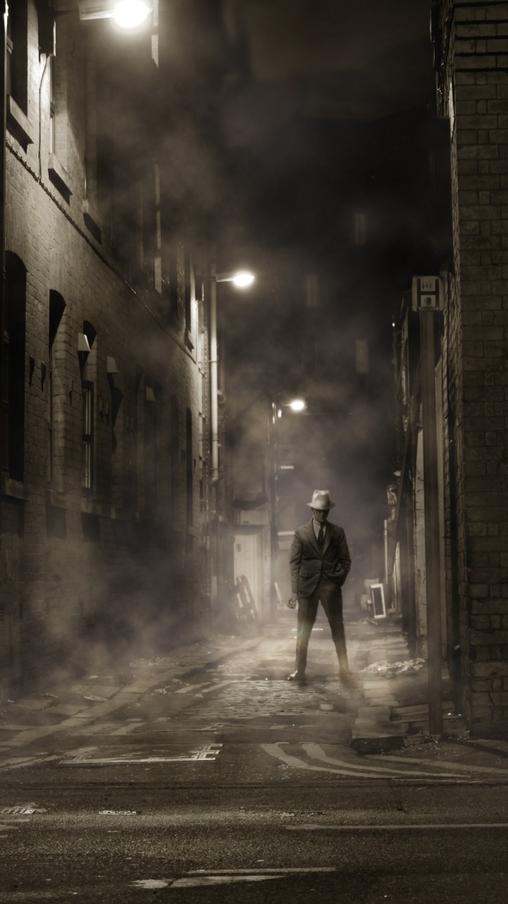 Обои ночь, белые, черный, улица, темнота в разрешении 720x1280