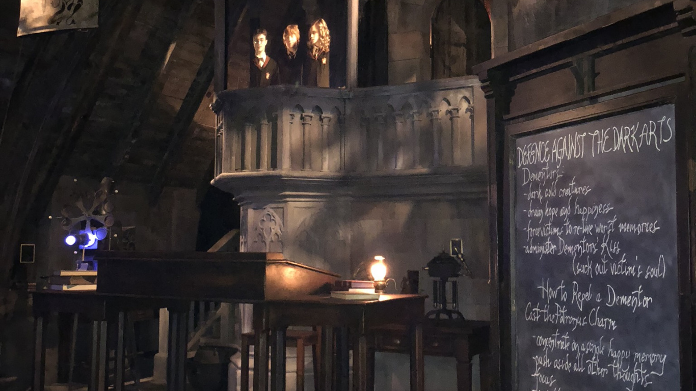 Обои Хогвартс, темнота, ночь, архитектура, освещение в разрешении 1366x768