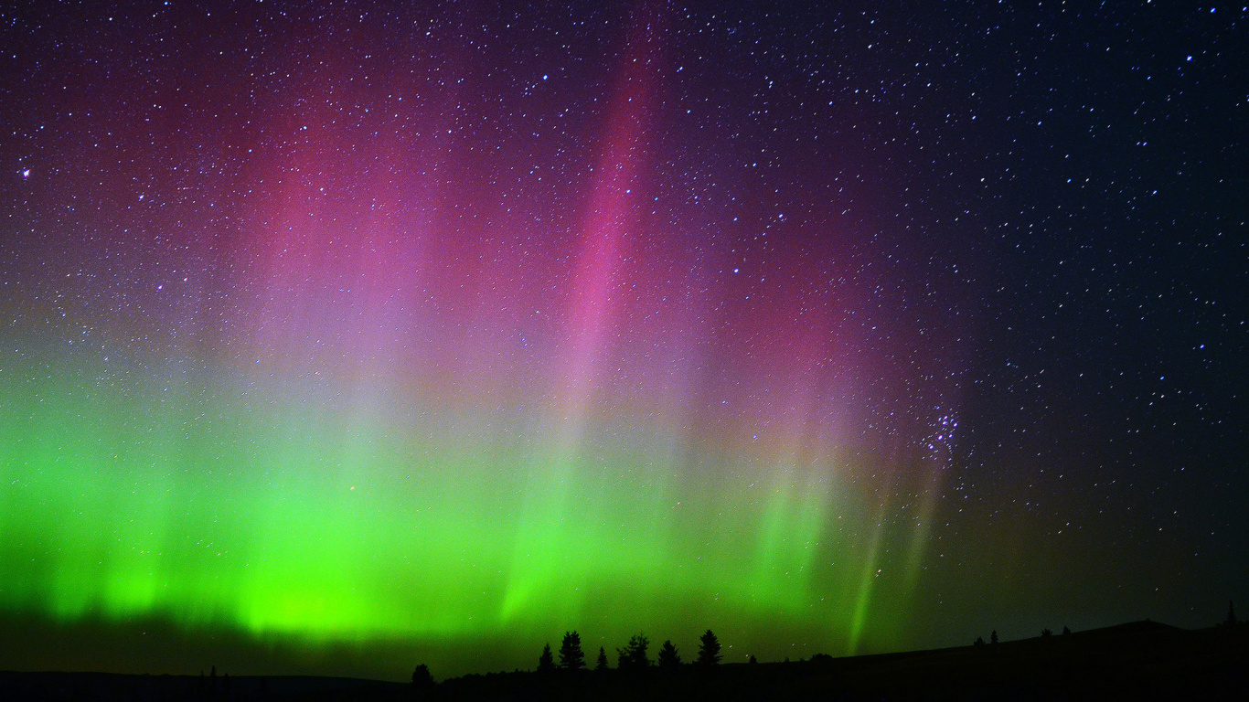 Обои Аврора, природа, свет, атмосфера, горизонт в разрешении 1366x768