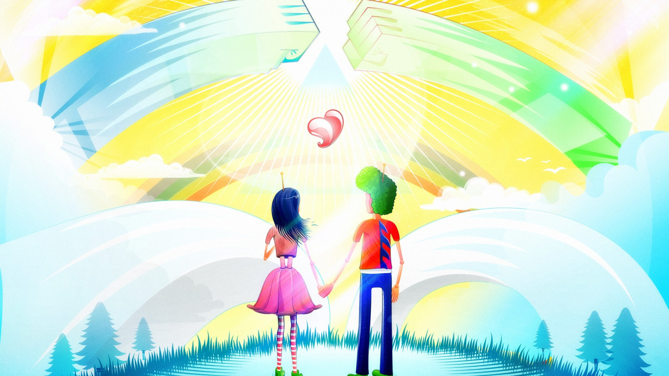 Обои иллюстрация, графический дизайн, любовь, фея, ютуб в разрешении 1366x768