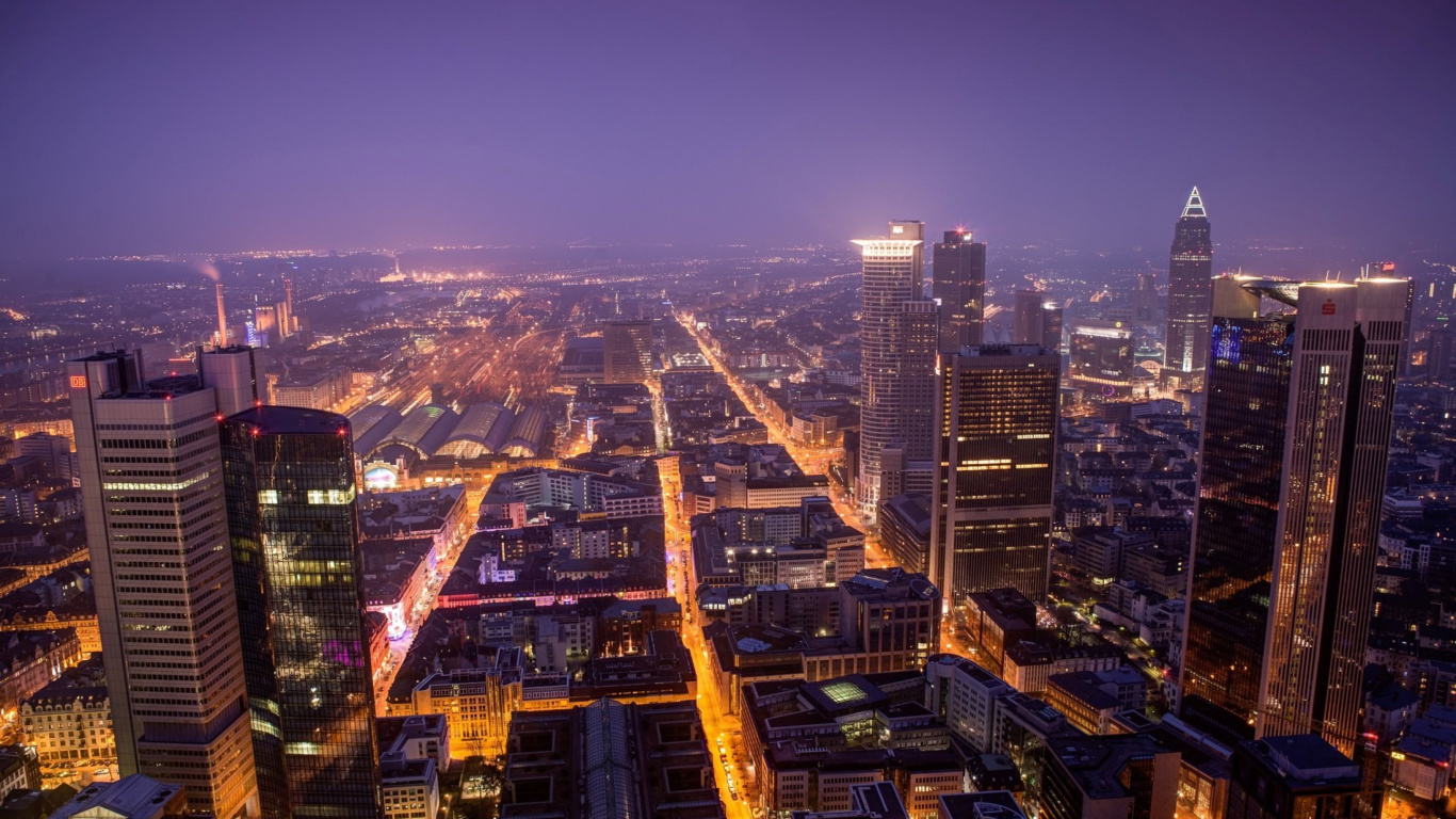 Обои Франкфурт-На-Майне, город, городской пейзаж, городской район, метрополия в разрешении 1366x768