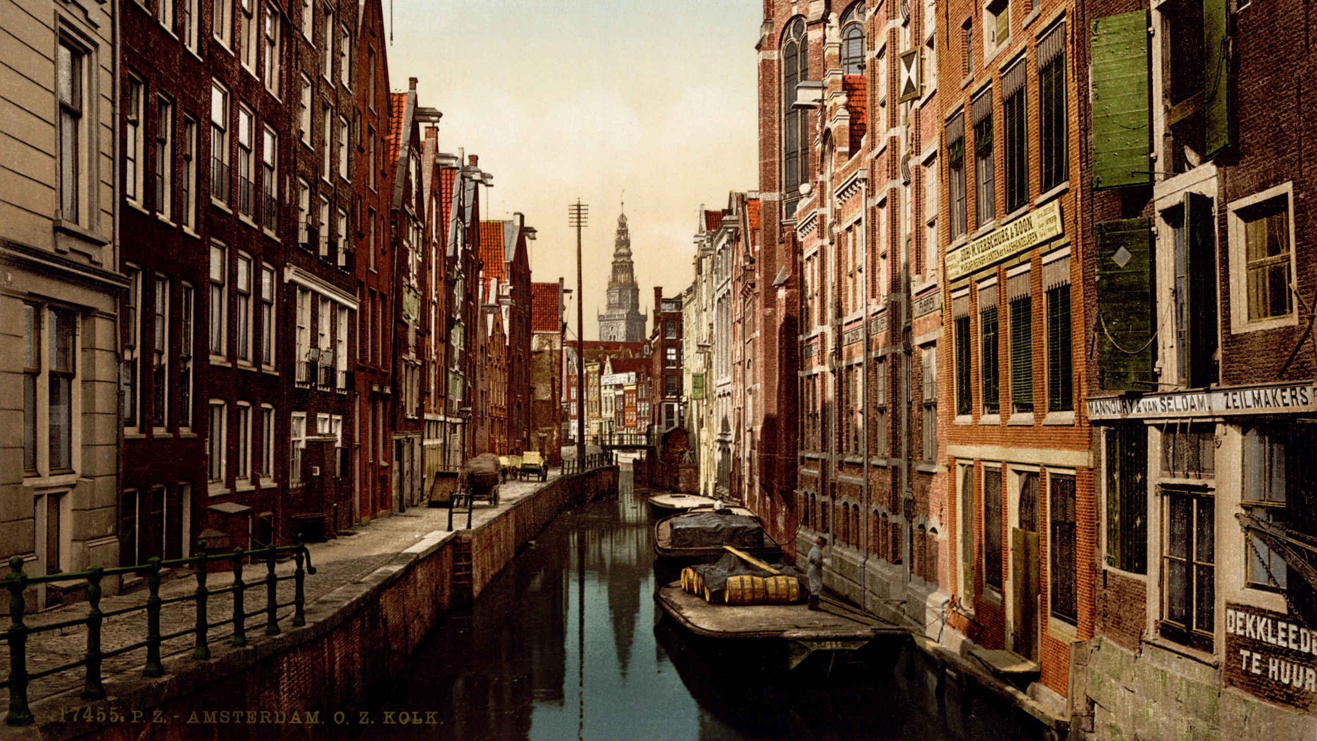 Обои канал, водный путь, городок, городской район, соседство в разрешении 2560x1440