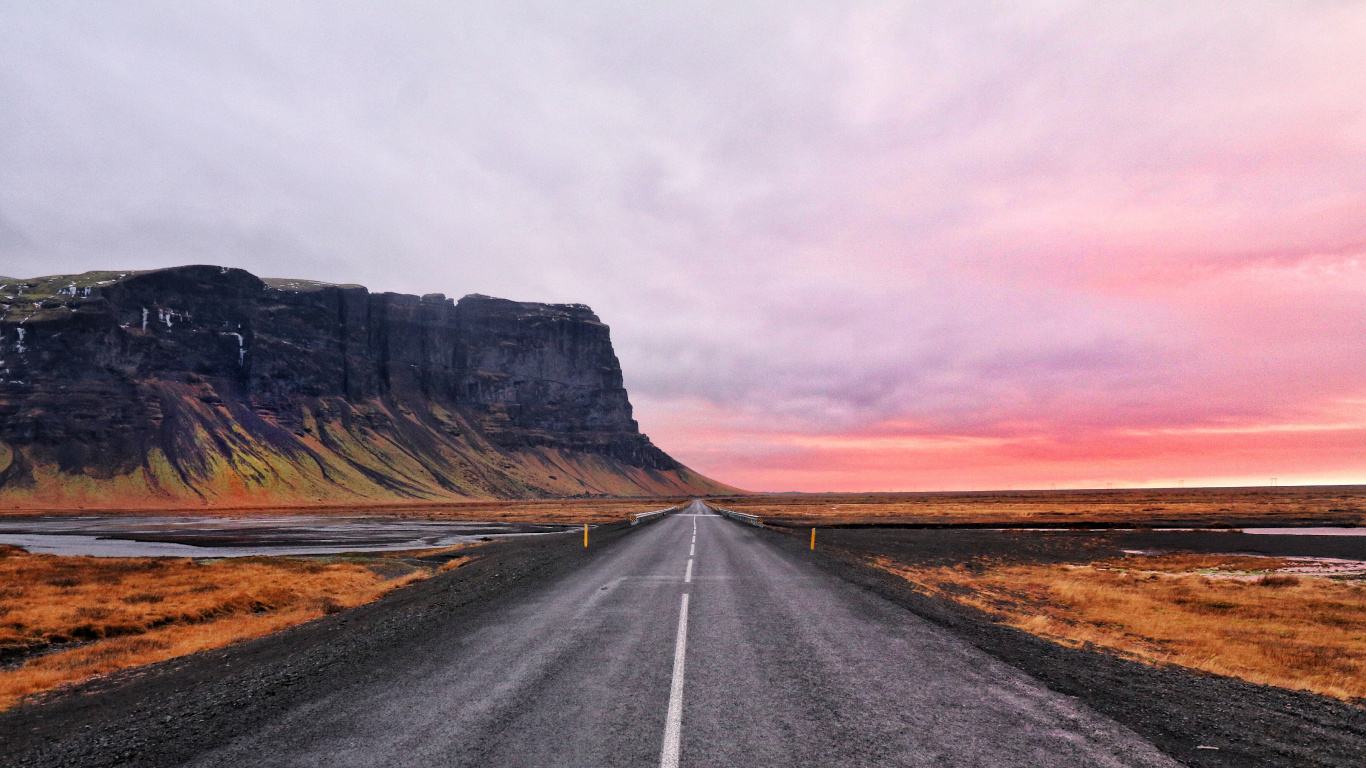 Обои открытый путь, дорога, облако, гора, природный ландшафт в разрешении 1366x768