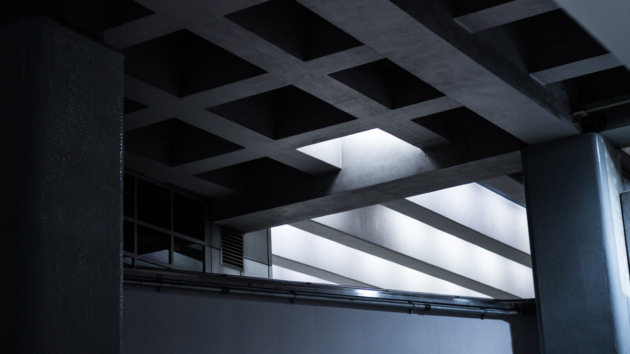 Обои архитектура, черный, свет, линия, монохромный в разрешении 1280x720