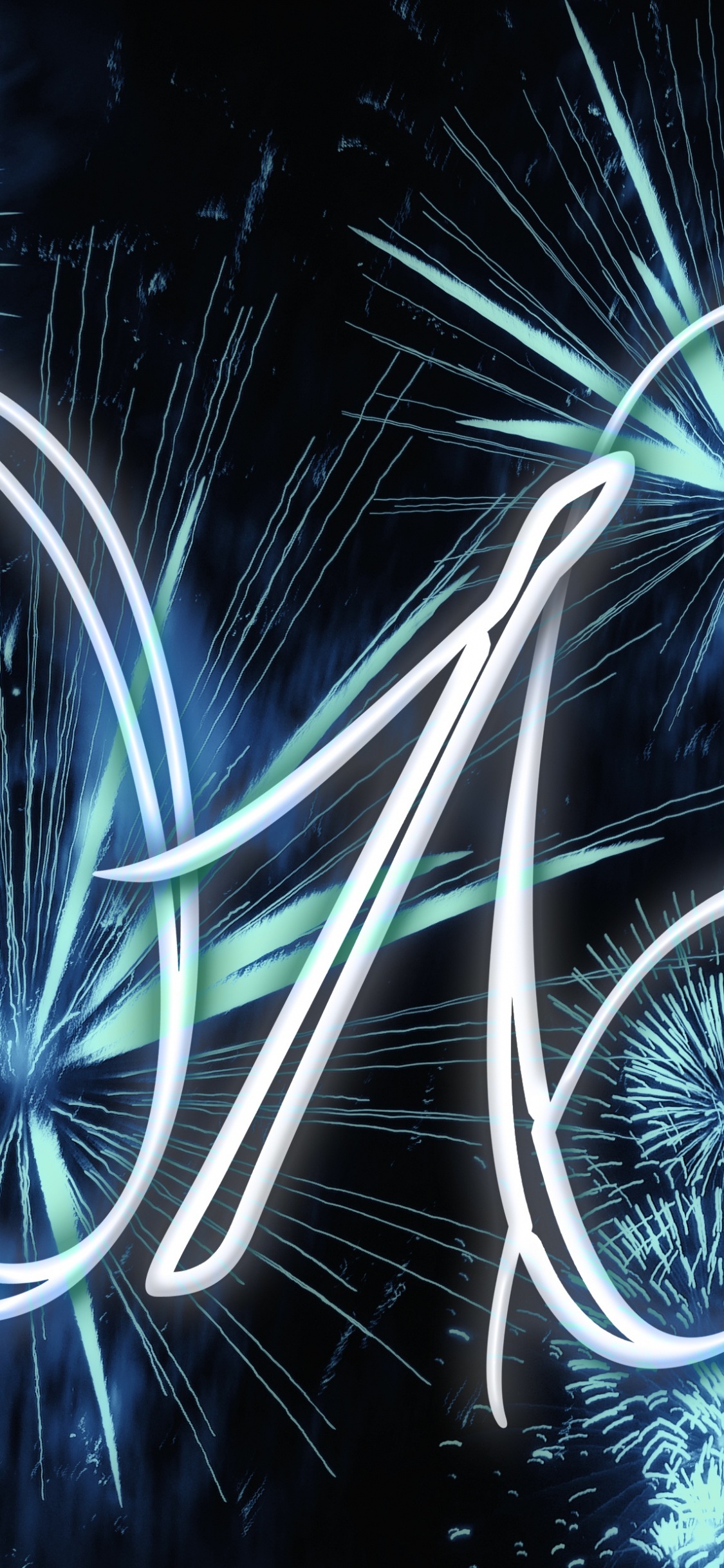 Обои Новый год, канун Нового года, салют, день нового года, неон в разрешении 1125x2436