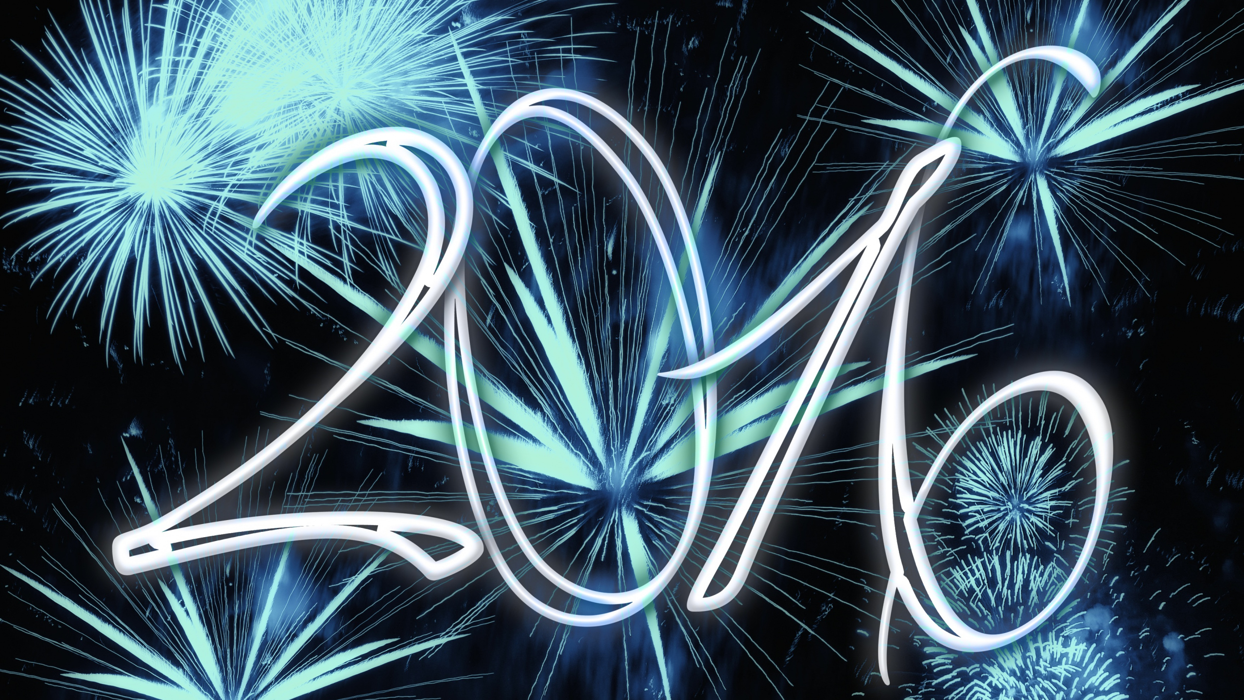 Обои Новый год, канун Нового года, салют, день нового года, неон в разрешении 2560x1440