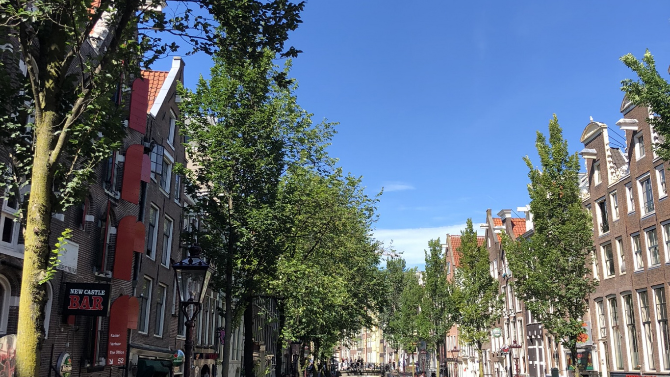 Обои Амстердам, канал, вода, туризм, наука в разрешении 1366x768