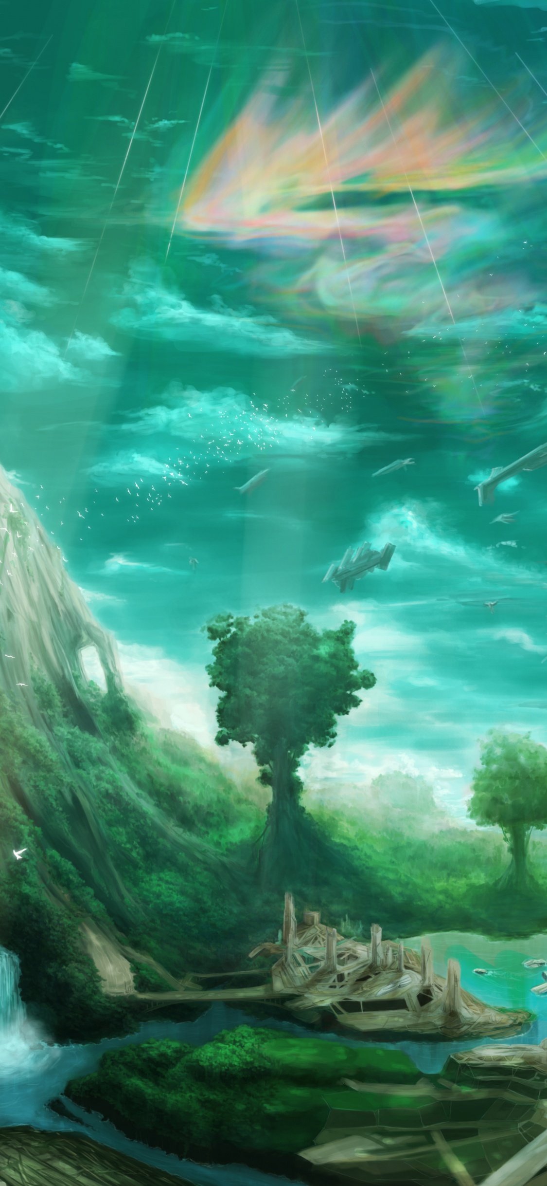 Обои природа, вода, водоток, биом, подземные воды в разрешении 1125x2436