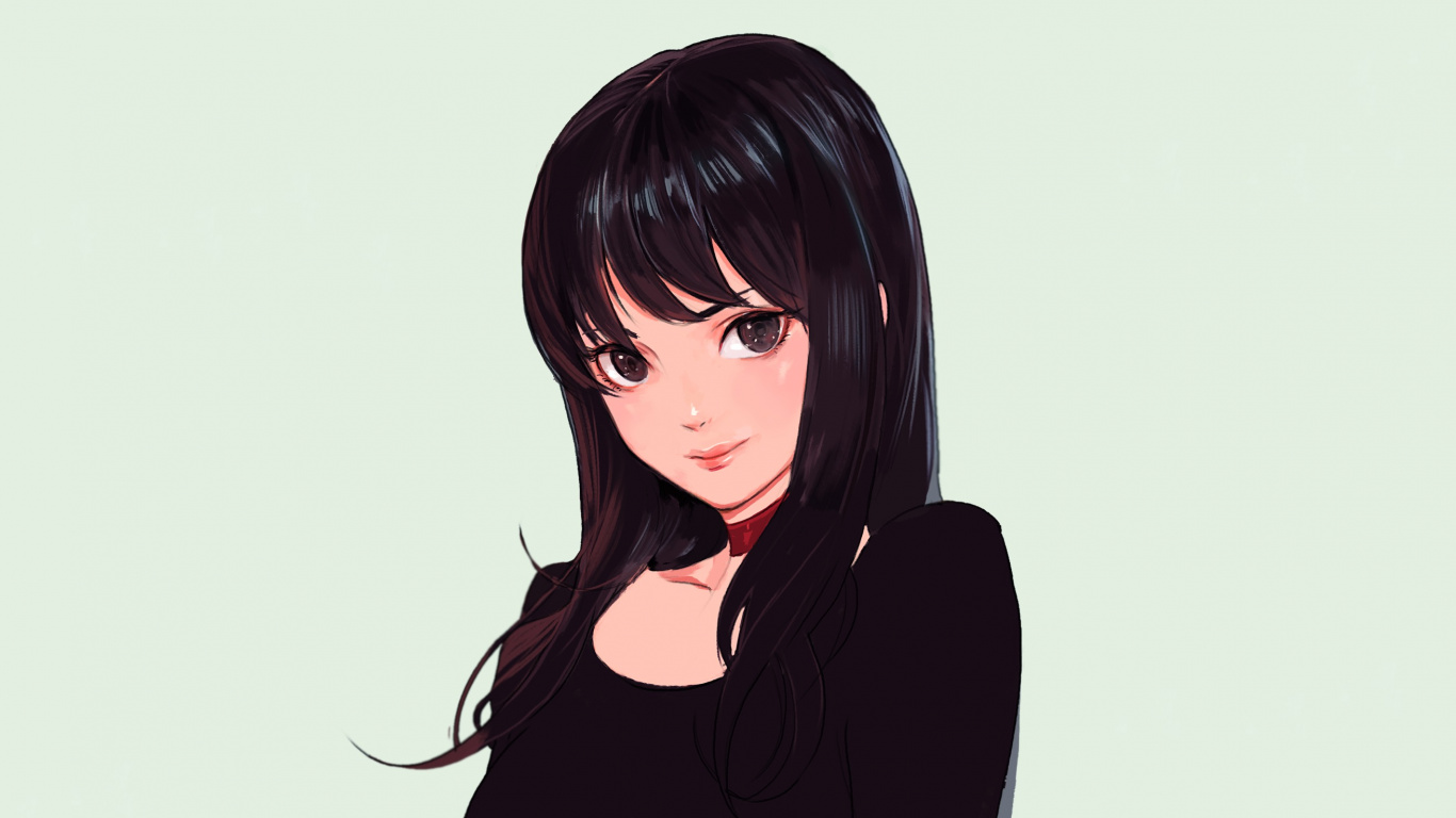 Обои аниме, арт, волосы, лицо, прическа в разрешении 1366x768