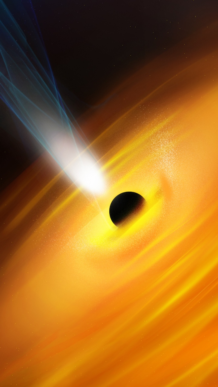 Обои черная дыра, сверхмассивная черная дыра, Апельсин, астрономический объект, атмосфера в разрешении 720x1280