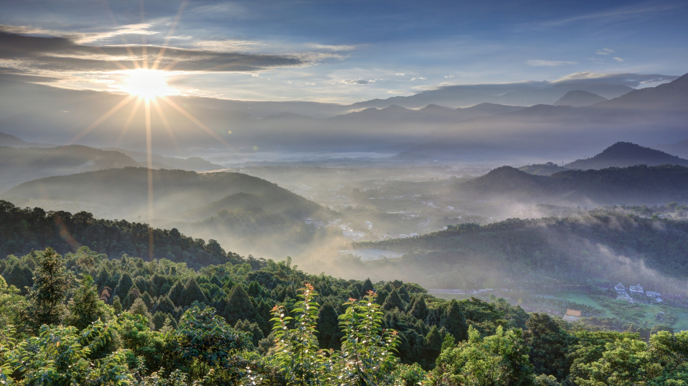 Обои гора, горная станция, утро, дикая местность, хребет в разрешении 1366x768