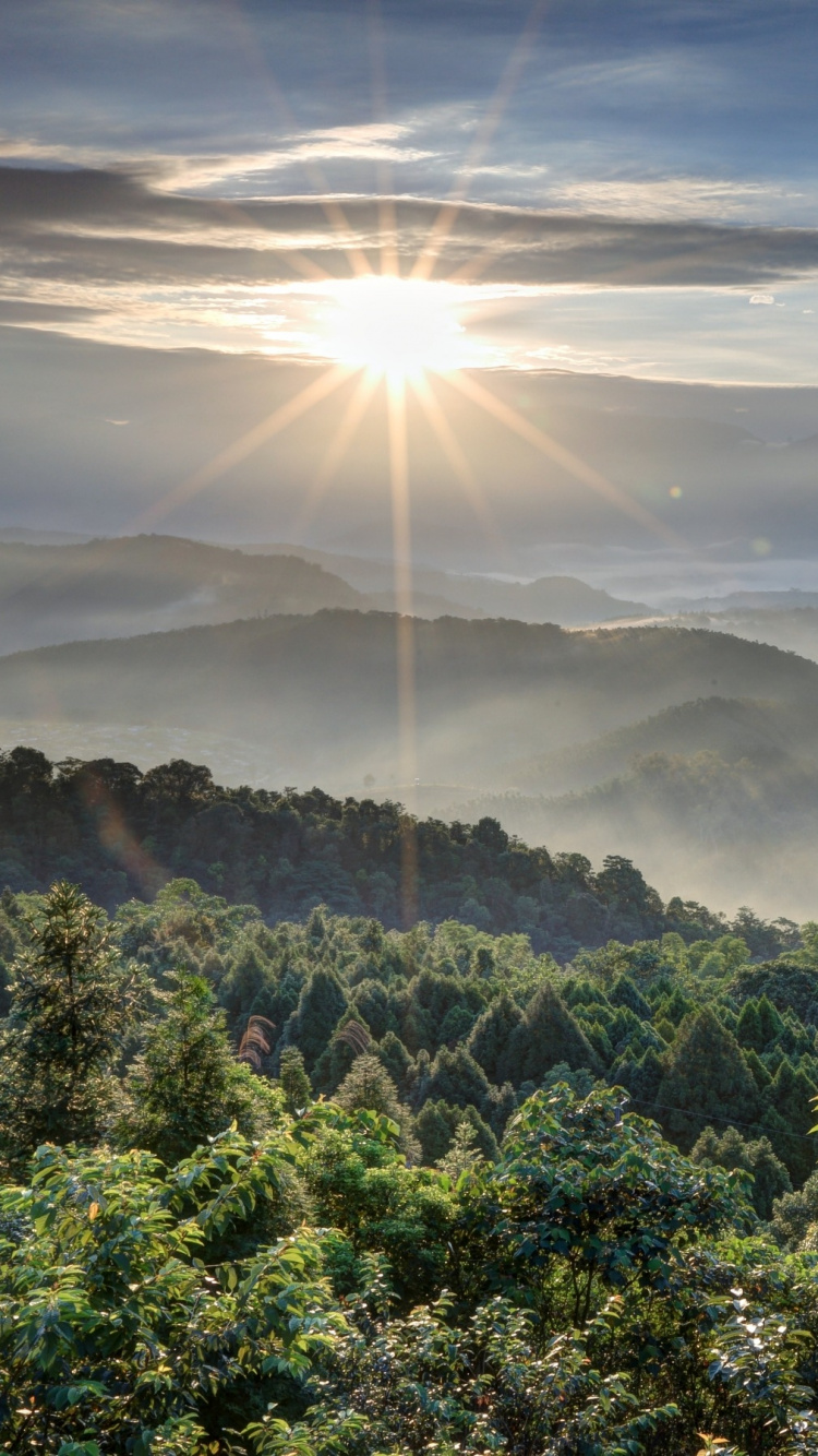 Обои гора, горная станция, утро, дикая местность, хребет в разрешении 750x1334