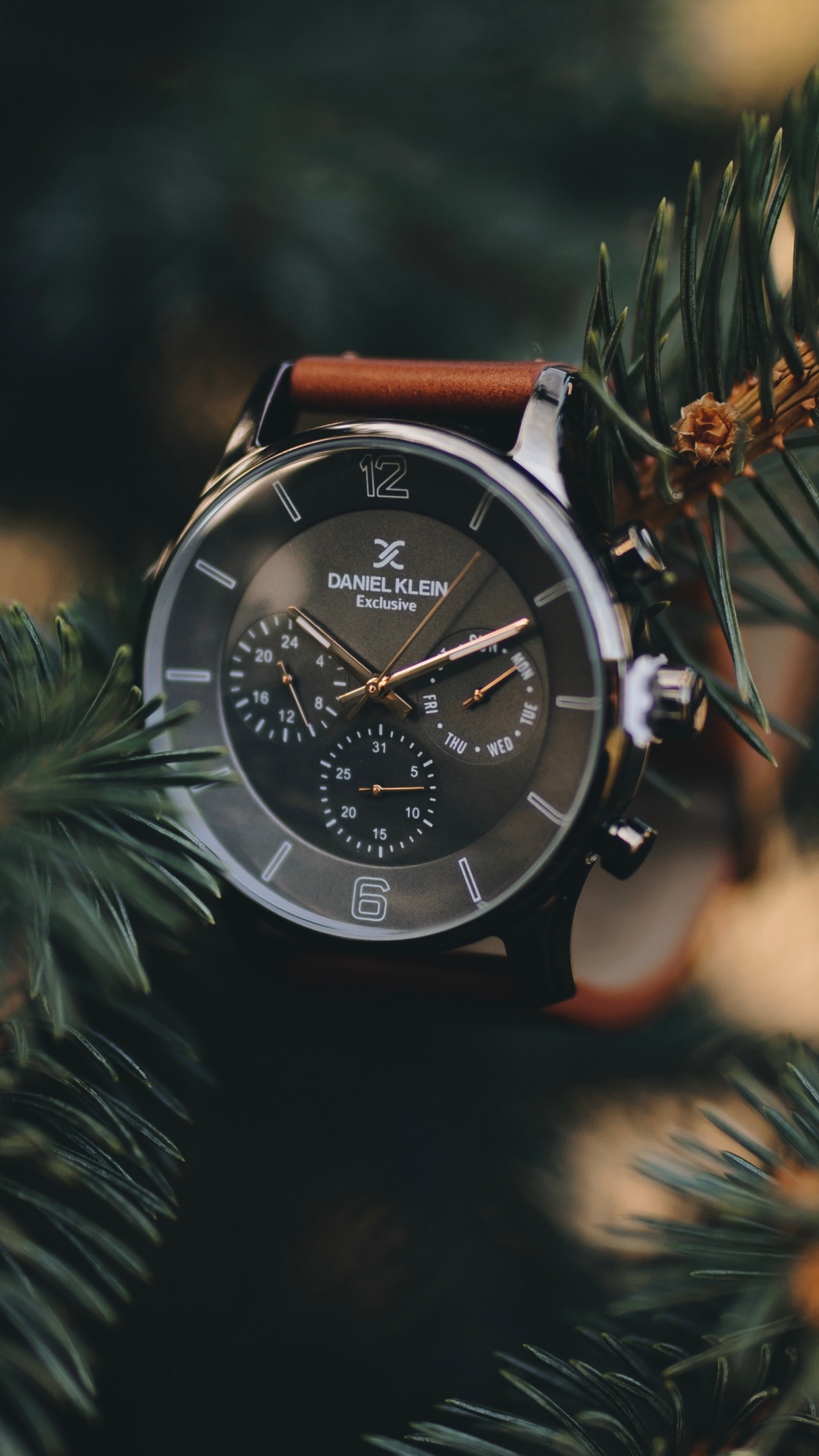 Обои часы, Даниэль Кляйн, рождественский орнамент, дерево, растение в разрешении 1080x1920