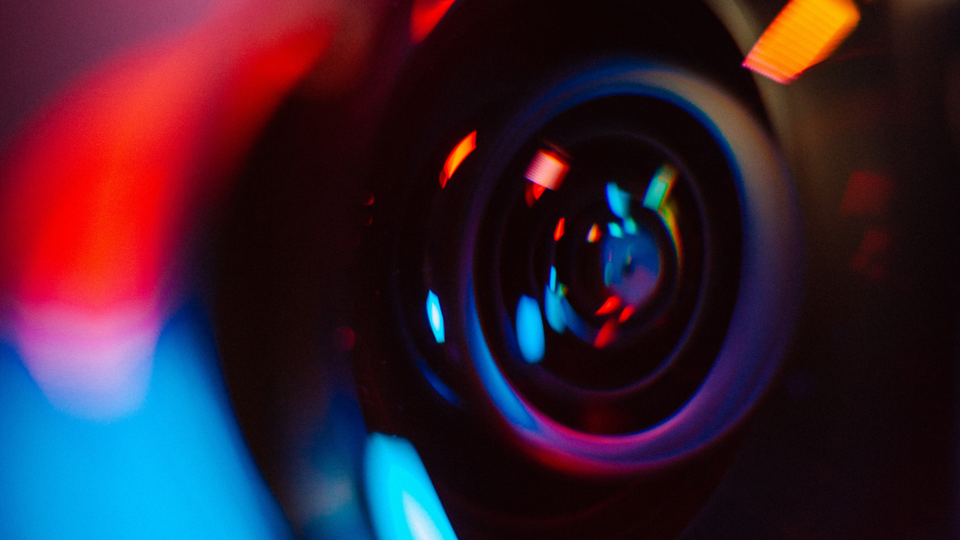 Обои объектив камеры, камера, объектив, синий, свет в разрешении 1920x1080