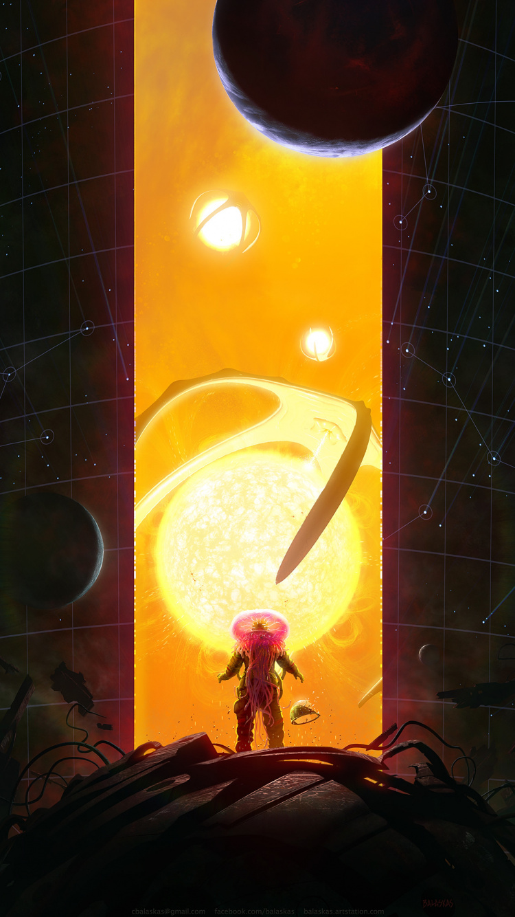 Обои арт, иллюстрация, концепт арт, свет, космос в разрешении 750x1334