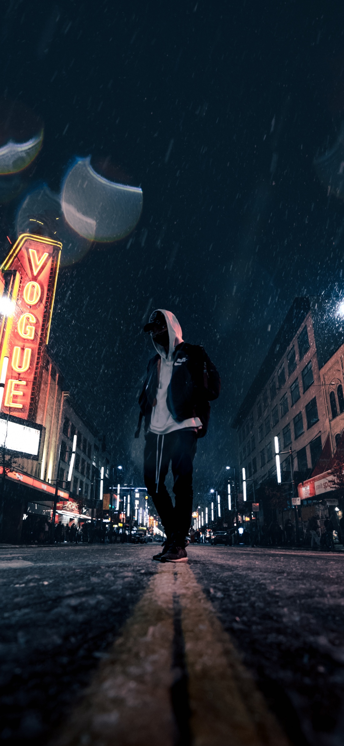 Обои ночь, темнота, атмосфера, улица, Цифровой композитинг в разрешении 1125x2436