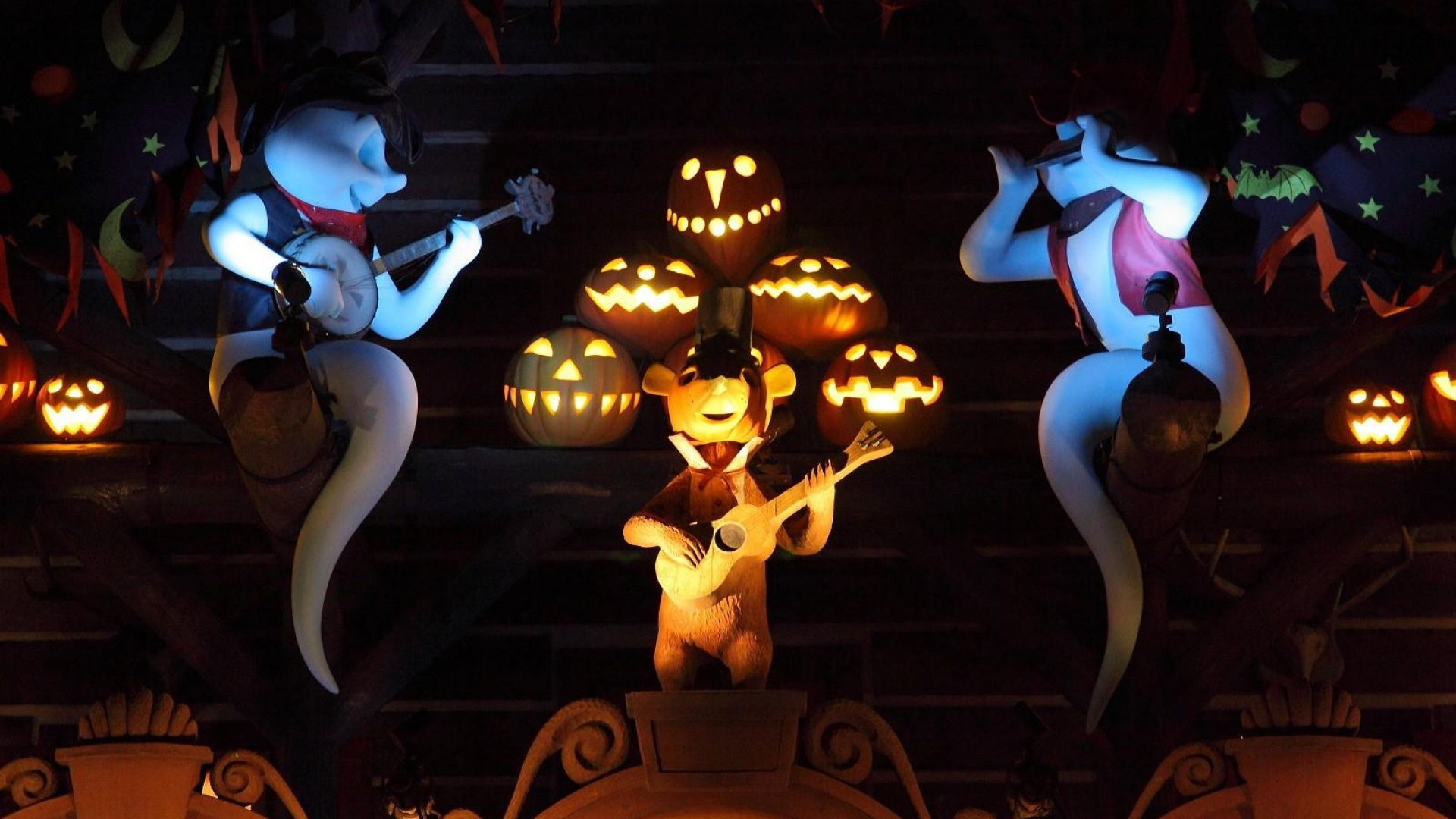 Обои освещение, ночь, анимация, отдых, Хэллоуин в разрешении 1920x1080
