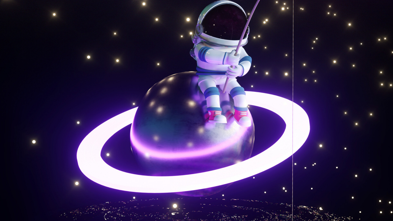 Обои астронавт, эстетика, космическое пространство в разрешении 1366x768